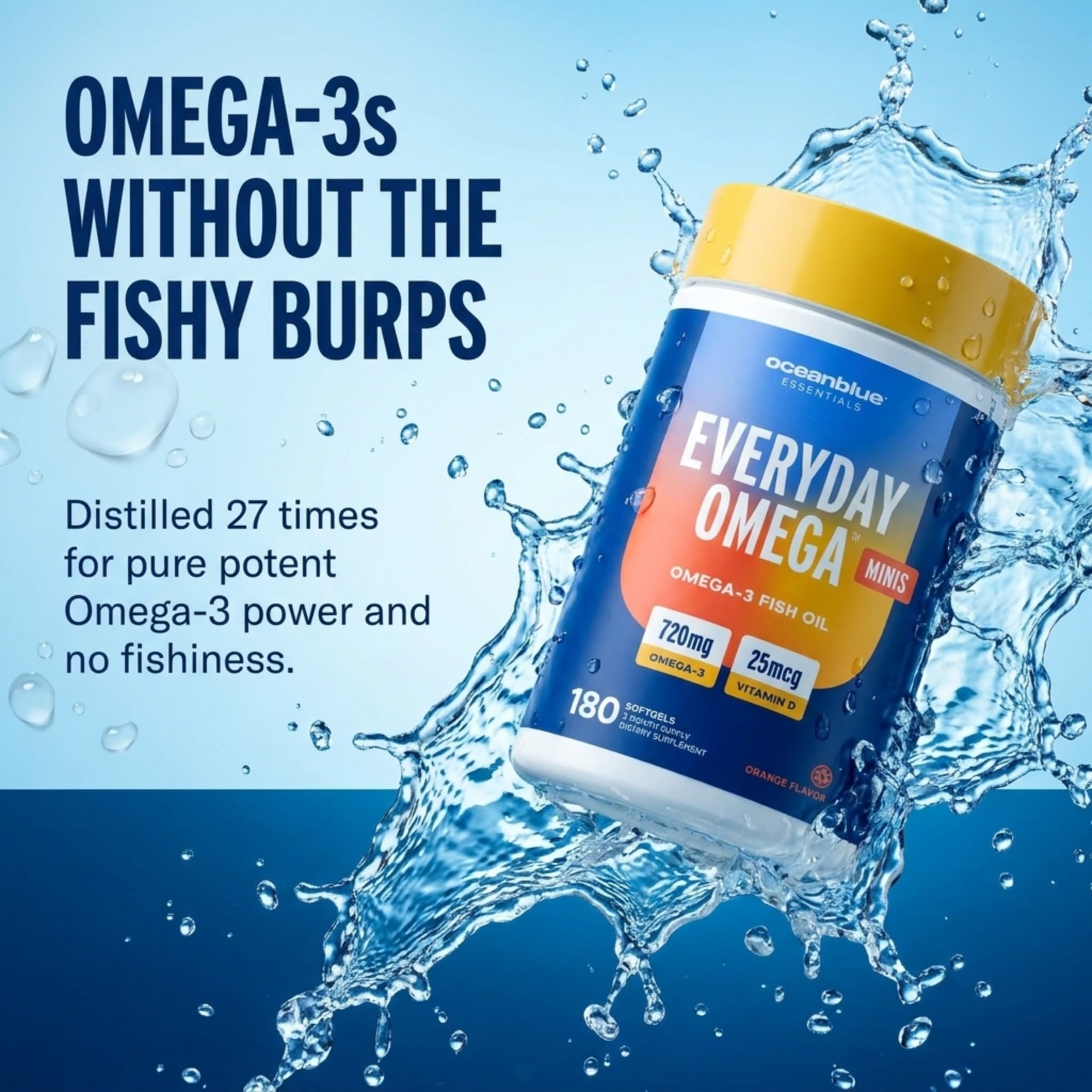 Oceanblue Everyday Omega Minis Fish Oil Softgels side view