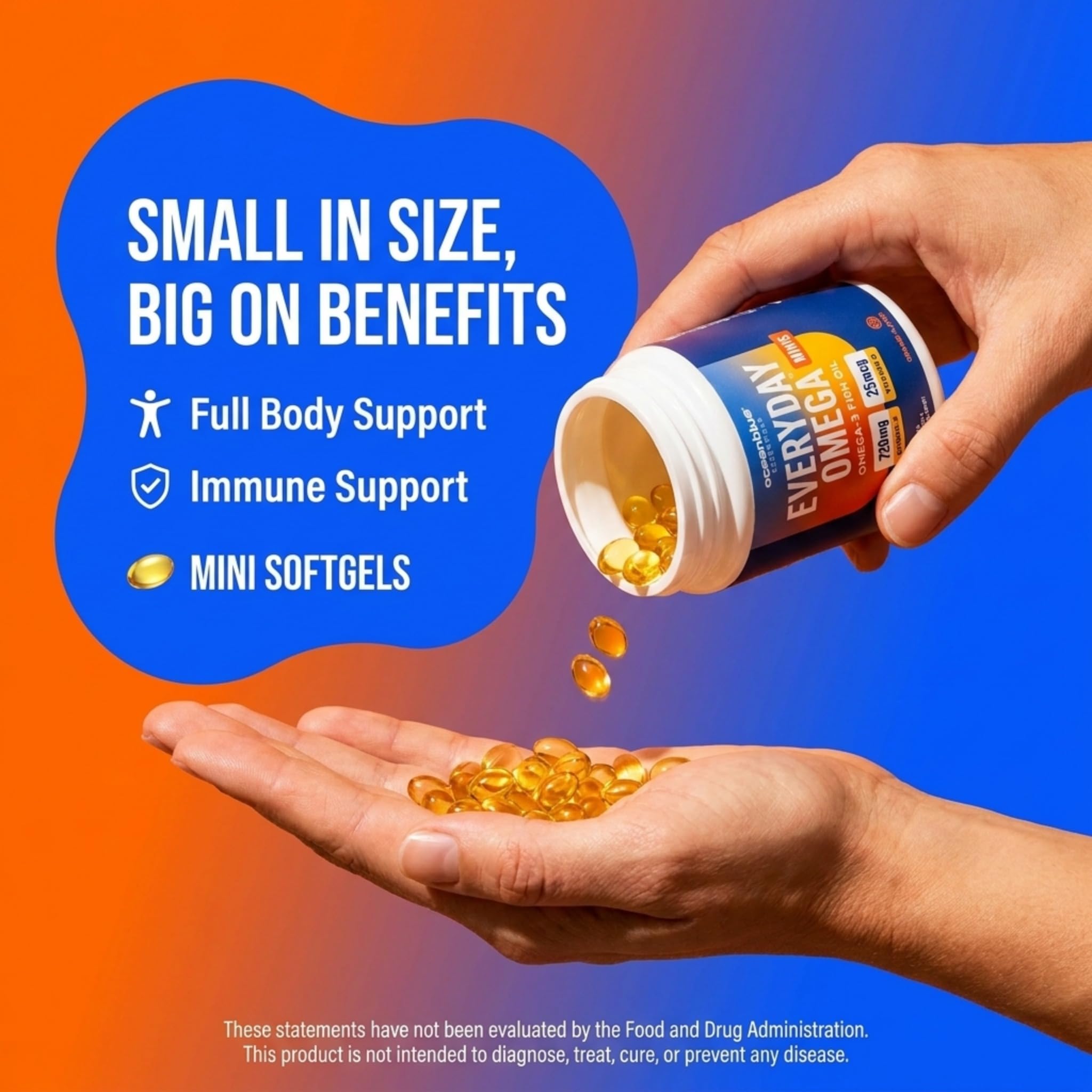 Oceanblue Everyday Omega Minis Fish Oil Softgels with natural orange flavour