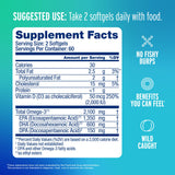 Oceanblue Omega-3 2100 capsules on a wooden table