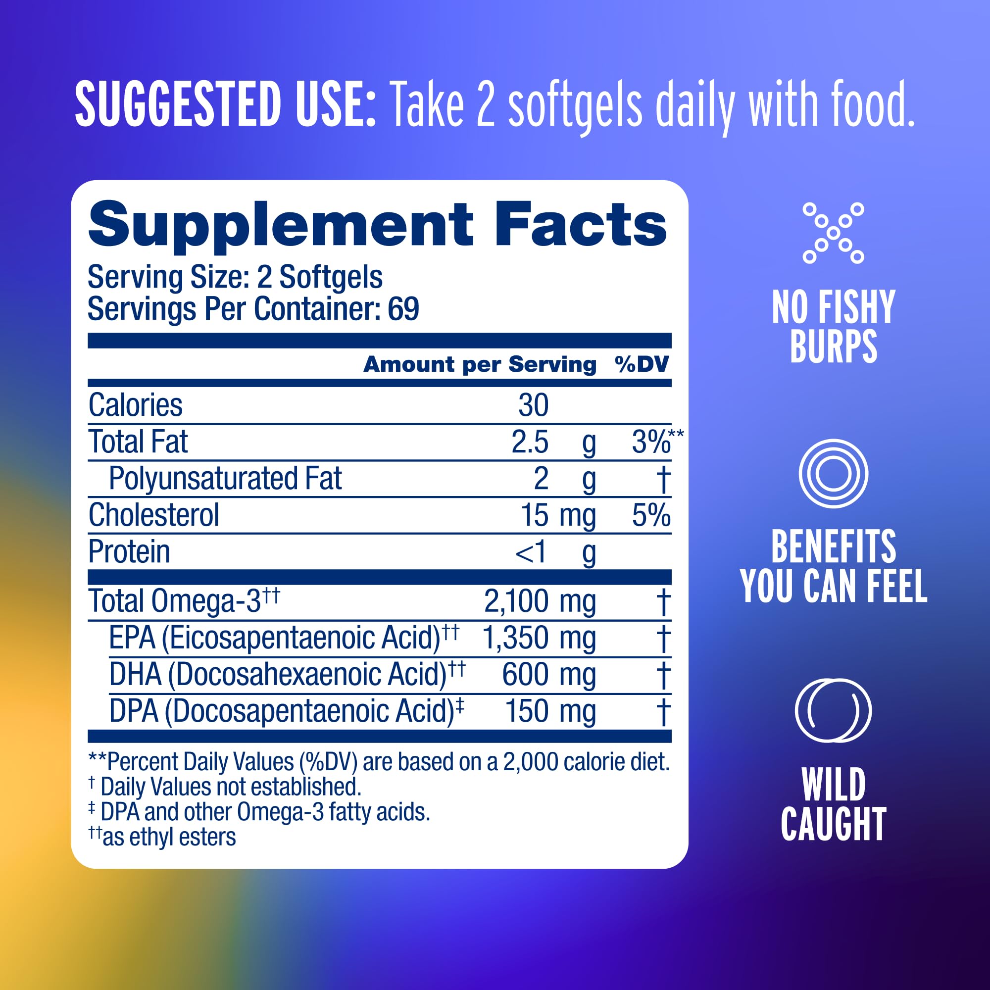 Oceanblue Omega-3 2100 softgels showing orange flavour label