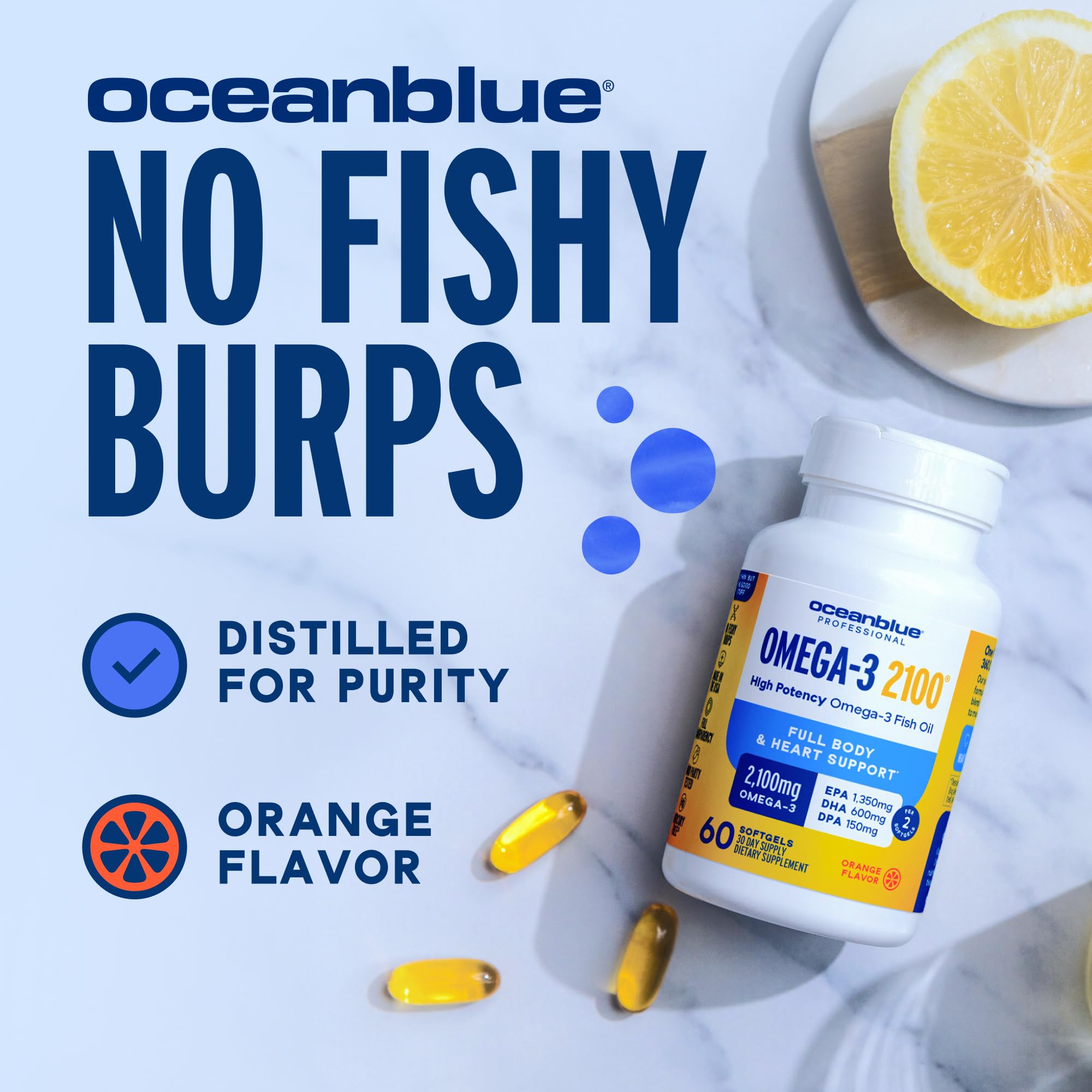 Oceanblue Omega-3 Fish Oil Softgels packaging back view