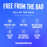 Oceanblue Omega-3 Fish Oil Softgels showing ingredients list