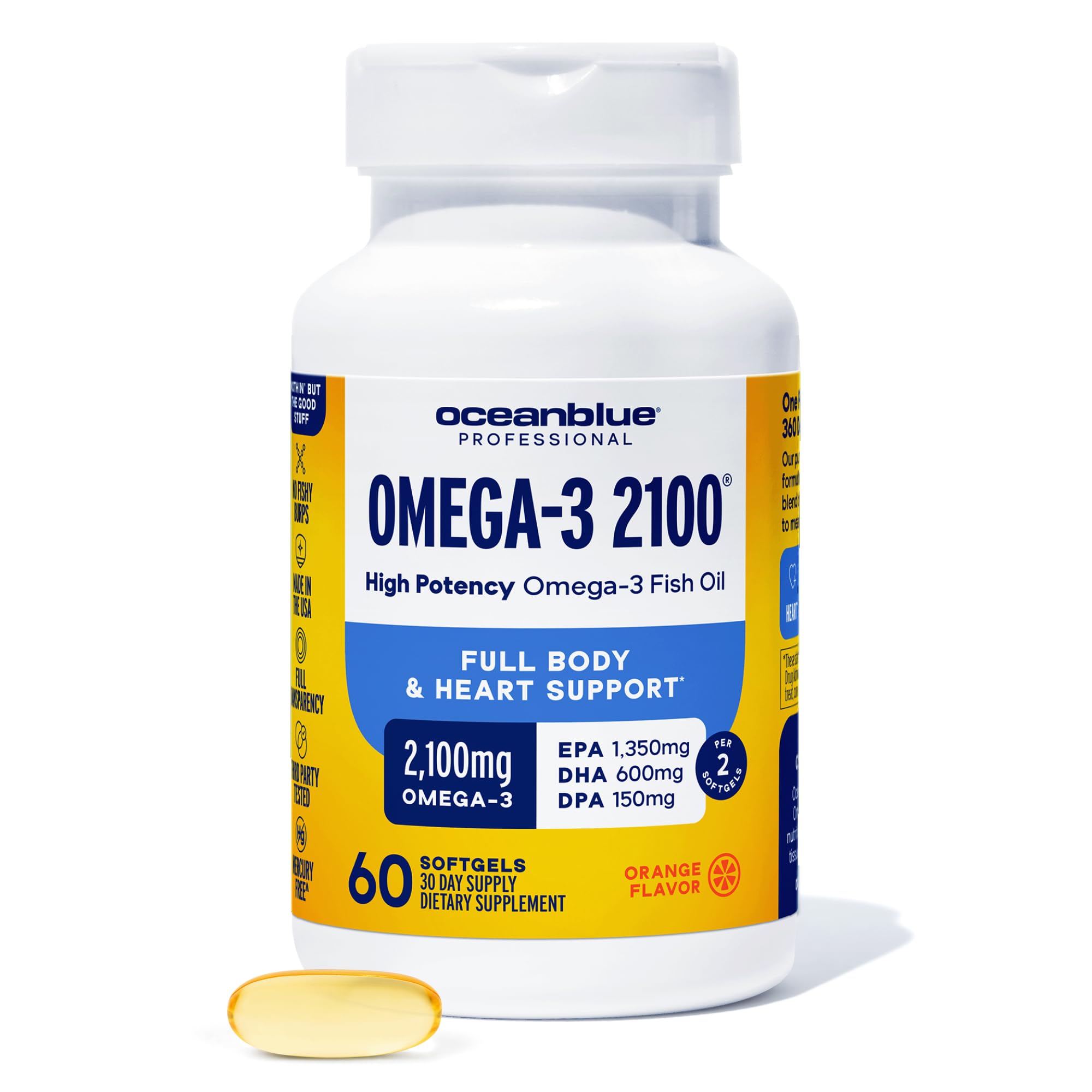 Oceanblue Professional Omega-3 2100 fish oil softgels front view