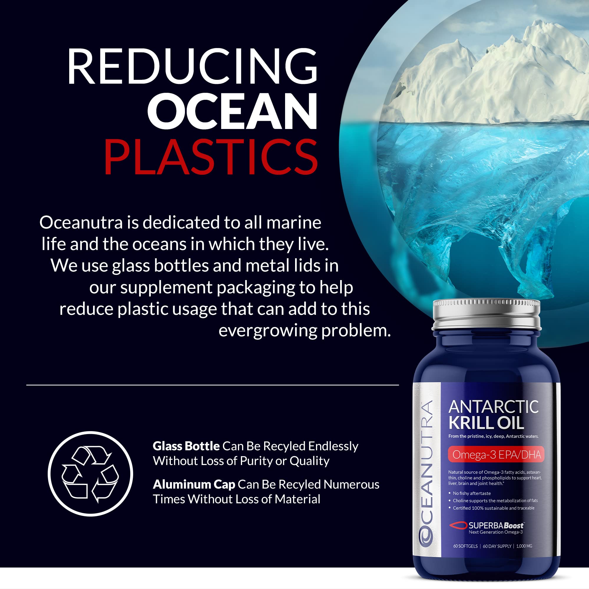 Oceanutra Krill Oil bottle with a natural background