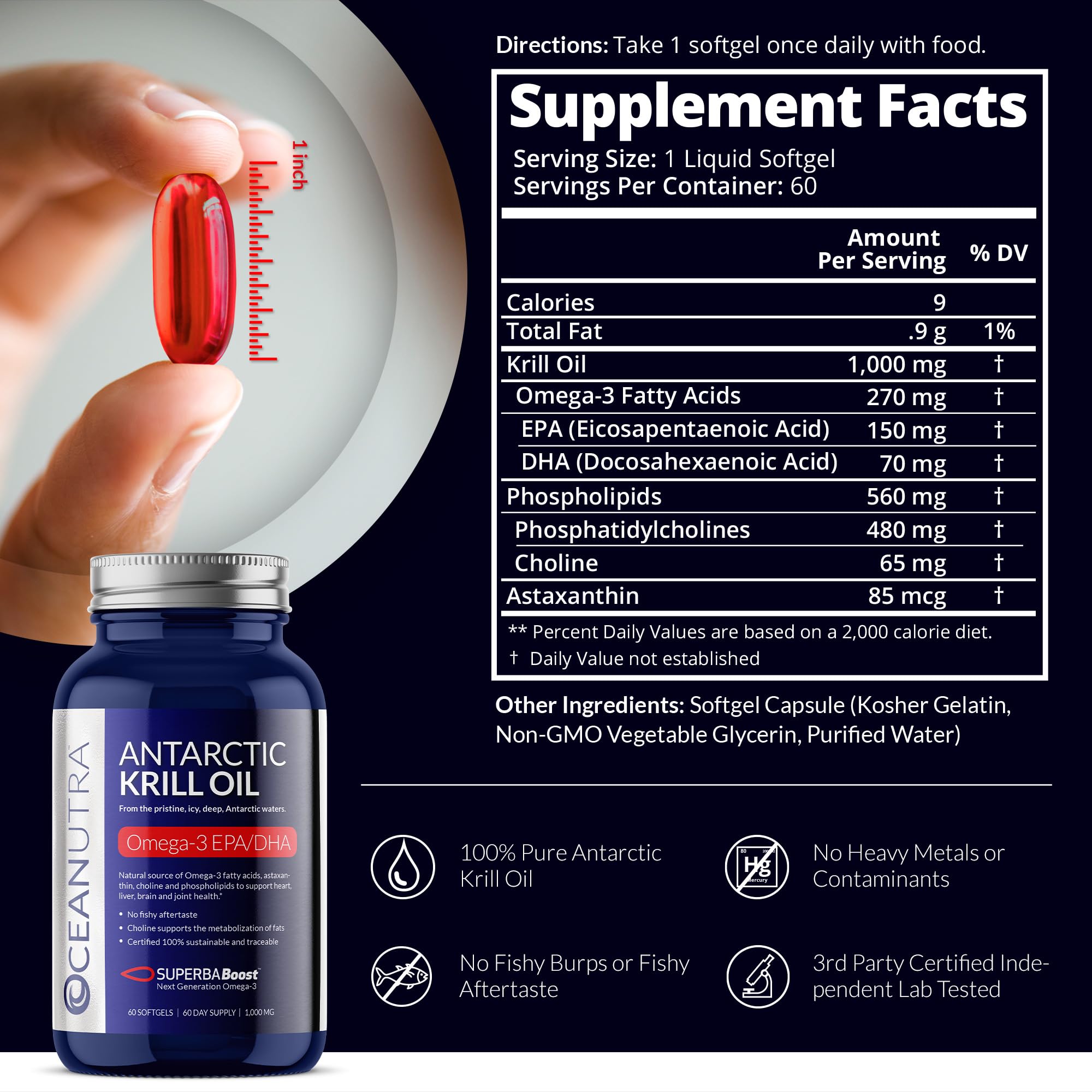 Oceanutra Krill Oil softgel in hand