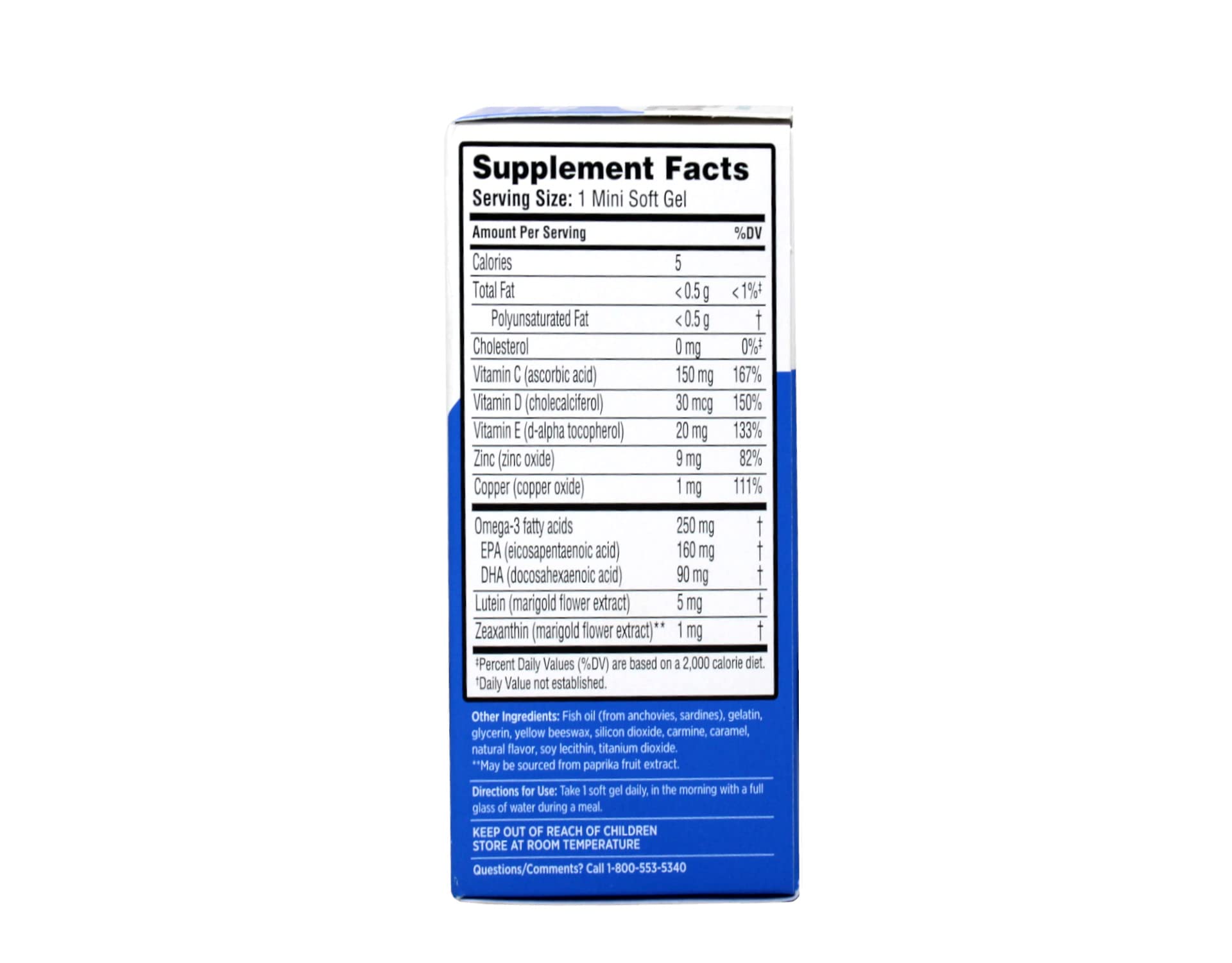 Ocuvite Adult 50+ Eye Vitamin MiniGel Supplement ingredients list