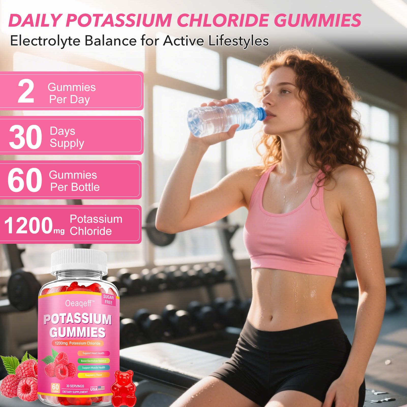 Oeaqeff Potassium Gummies ingredients list on the packaging