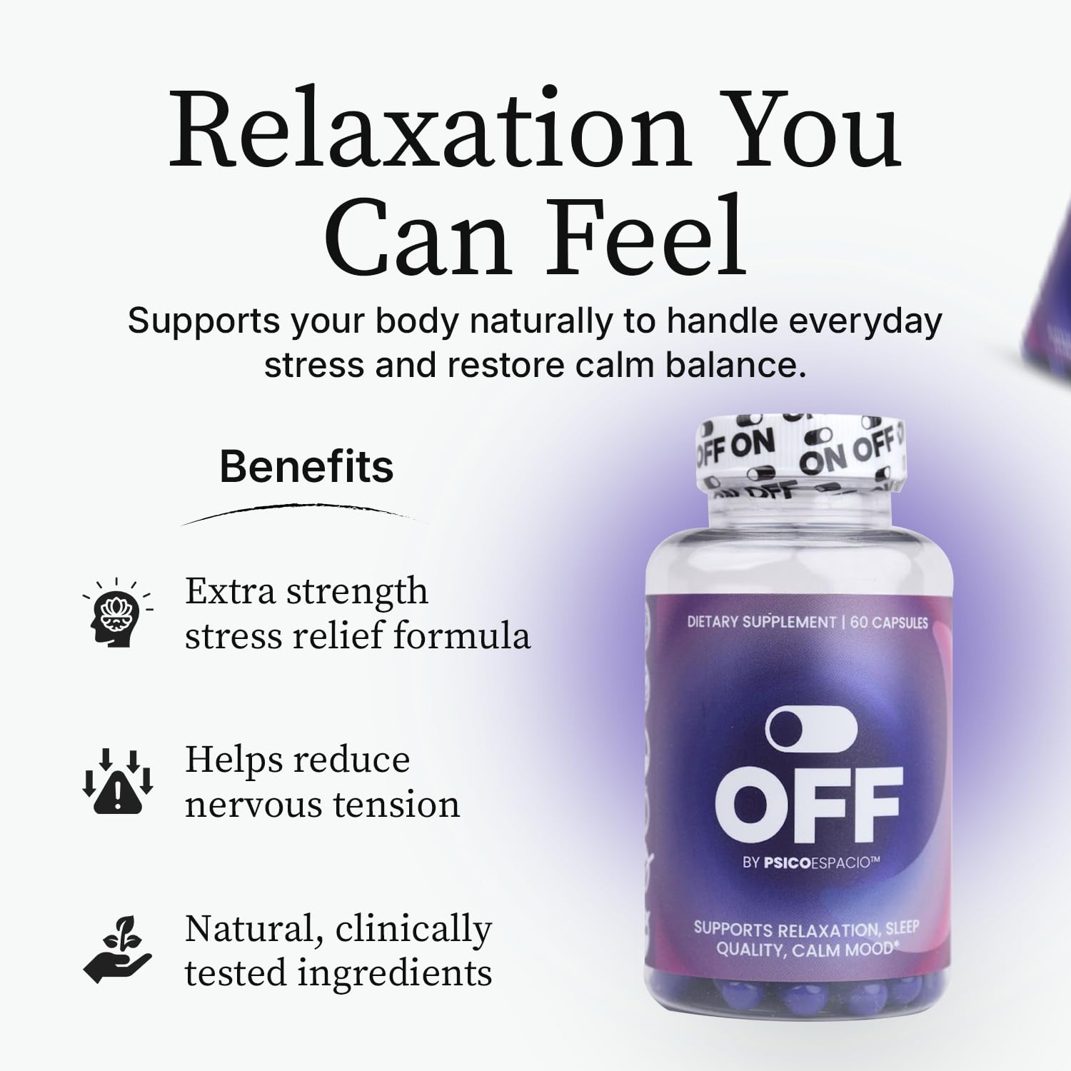 OFF BY PSICOESPACIO Night Time L-Theanine Supplement capsule close-up