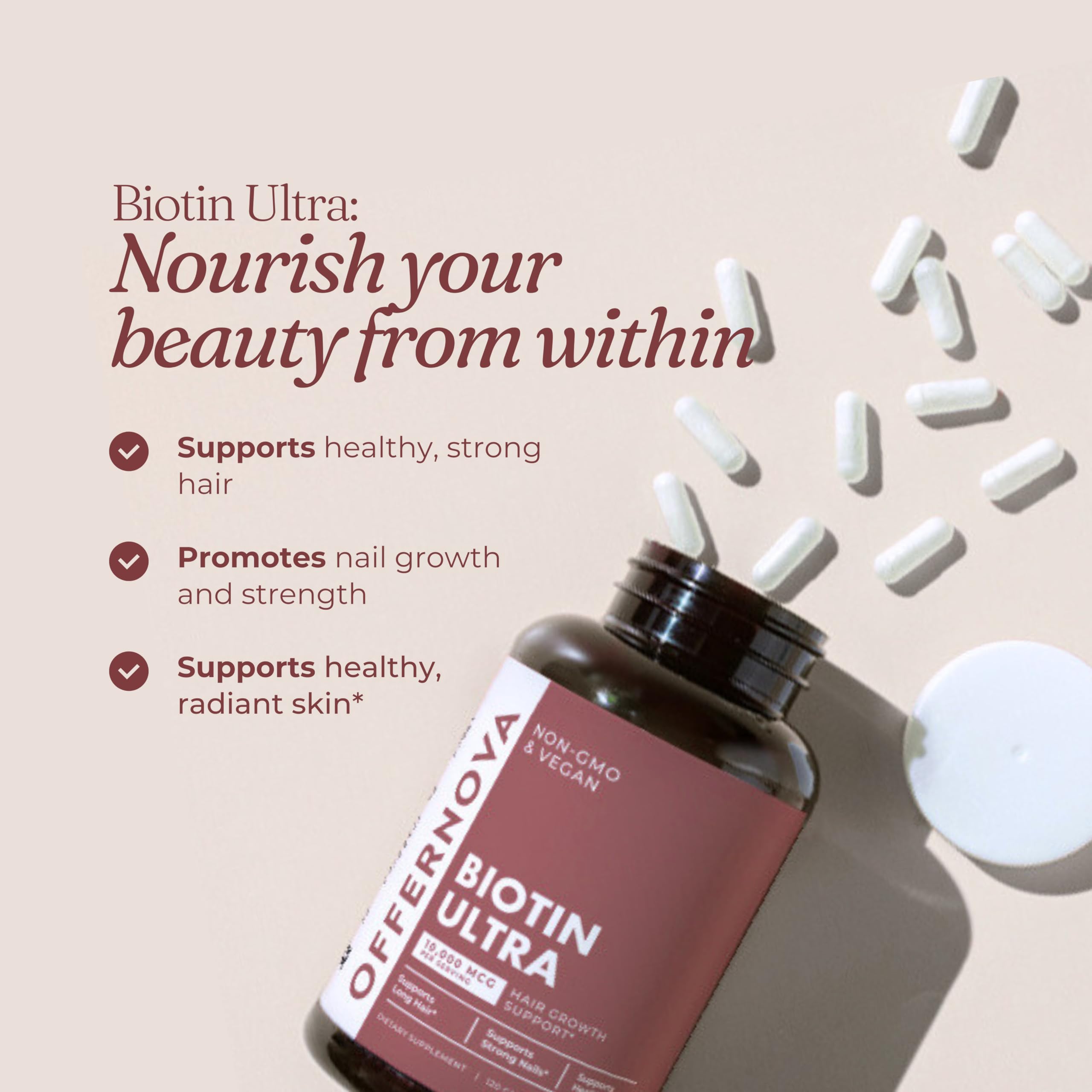 Offernova Biotin Supplement bottle side view