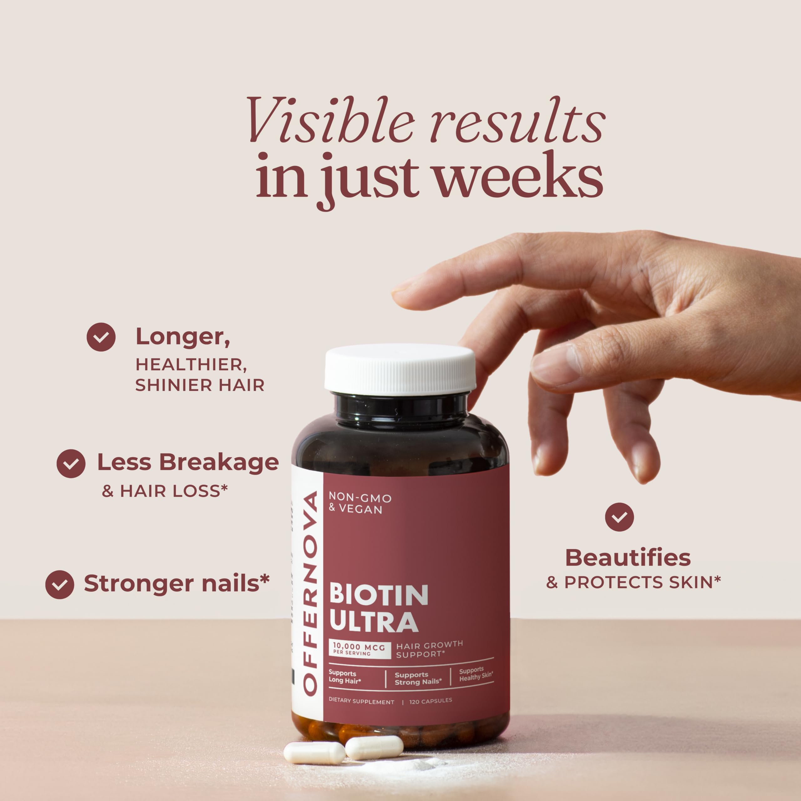 Offernova Biotin Supplement with a measuring spoon