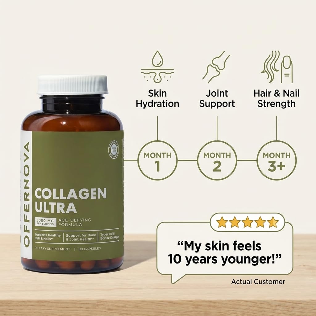 Offernova Collagen Capsules opened bottle showing capsules