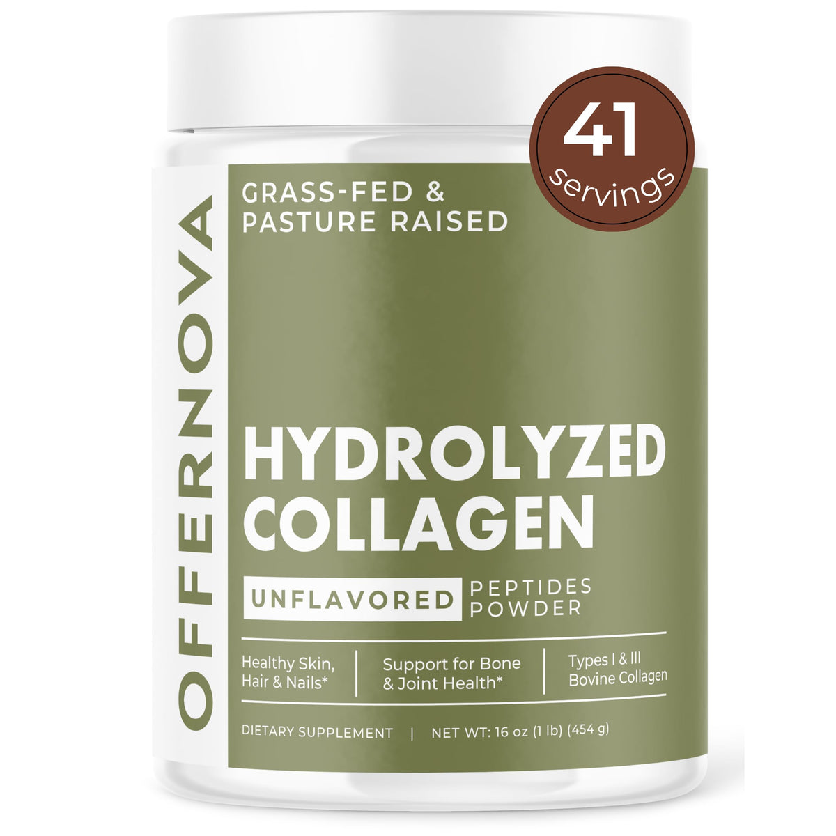 Offernova Collagen Peptide Powder 454g front view