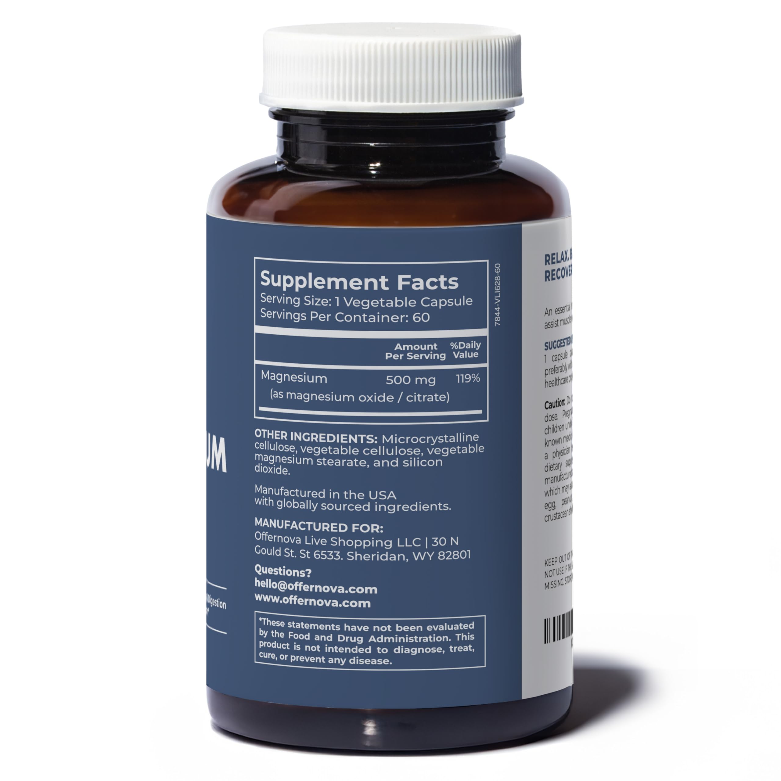 Offernova Magnesium Ultra 500mg capsules on a wooden table