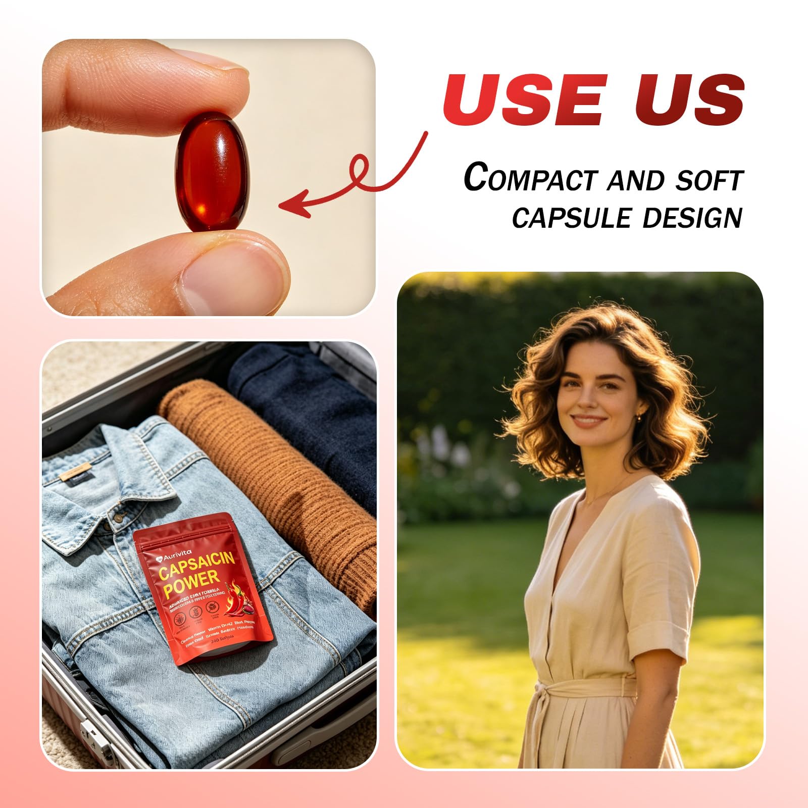 OFHOFH Aurivita Capsaicin Softgels in a cool, dry storage setting