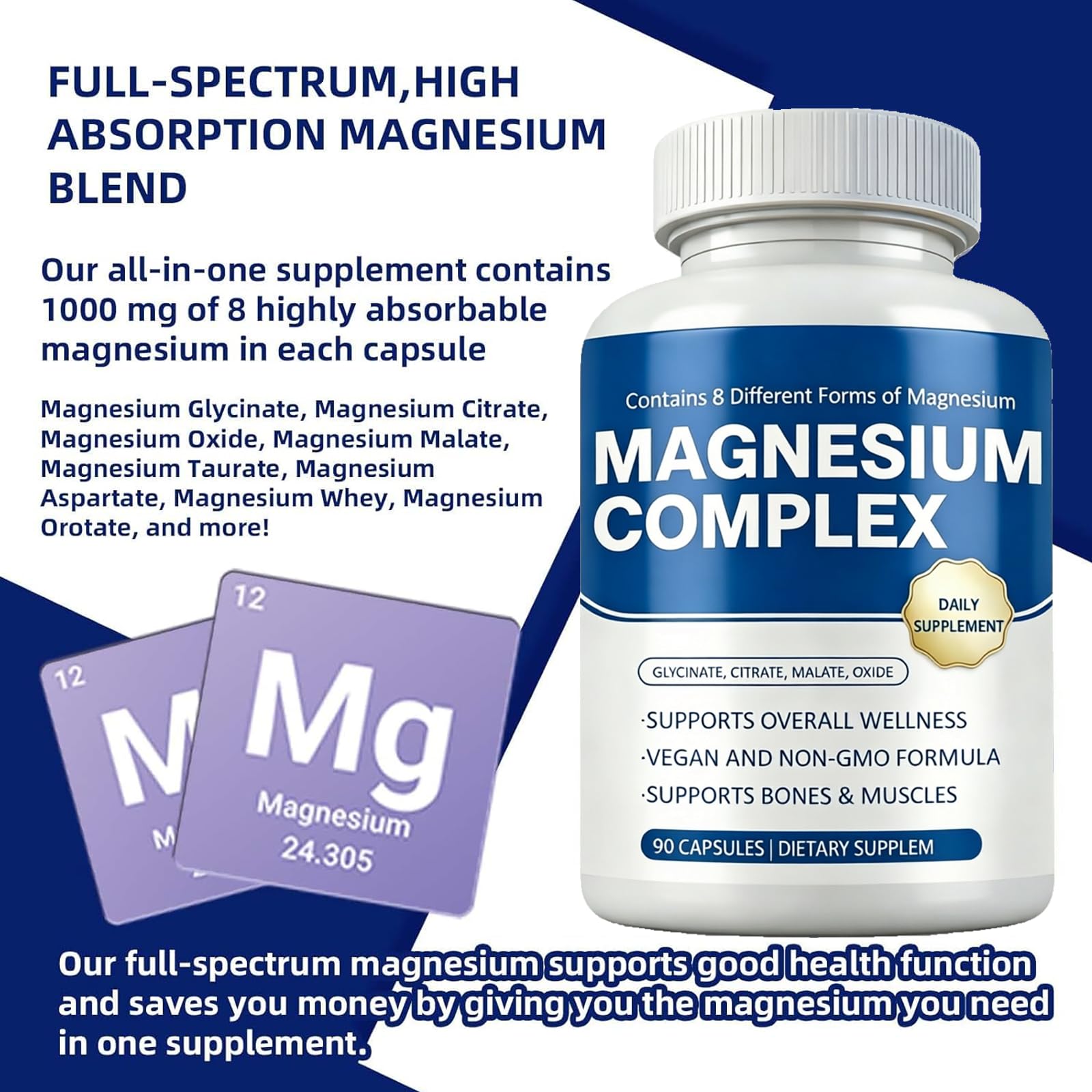 OFHOFH Magnesium Supplement 8 Elements on a wooden table