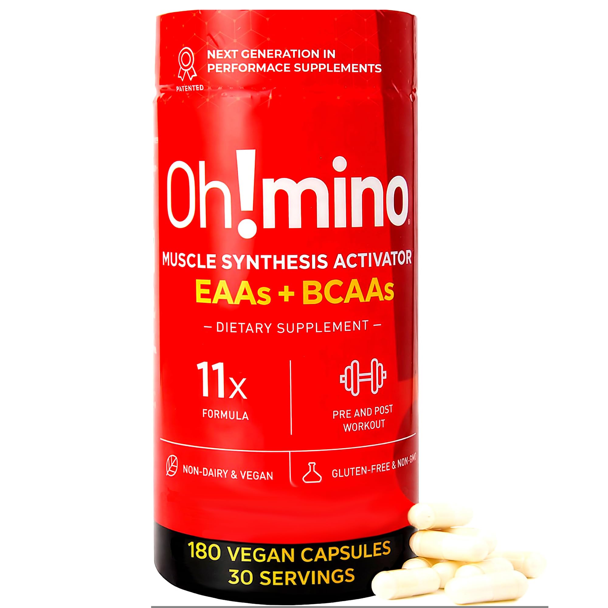 Oh!mino Amino Acid Supplement front view with packaging