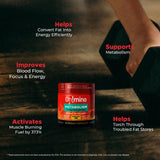 Oh!mino Fat Burner Supplement lifestyle scene with fitness gear
