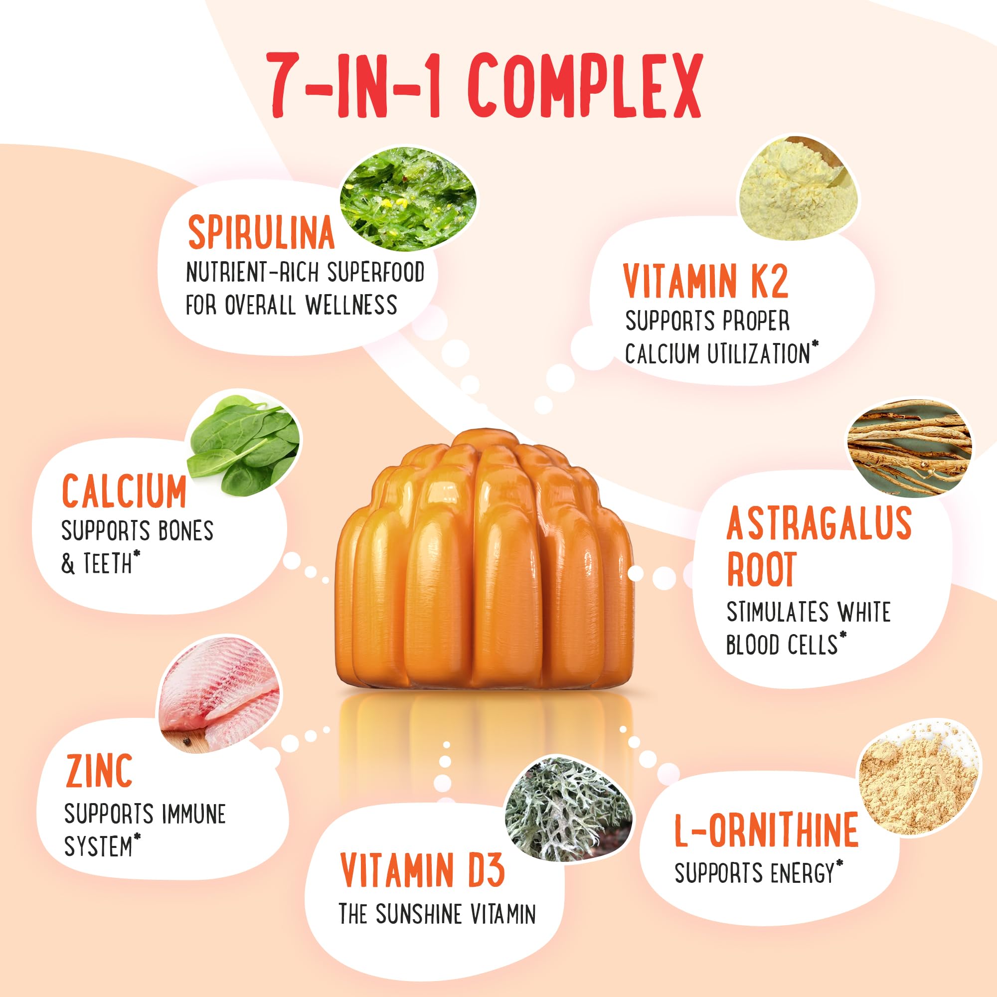 OH MY CHEWY Gummies for Kids & Teens back view with ingredient list
