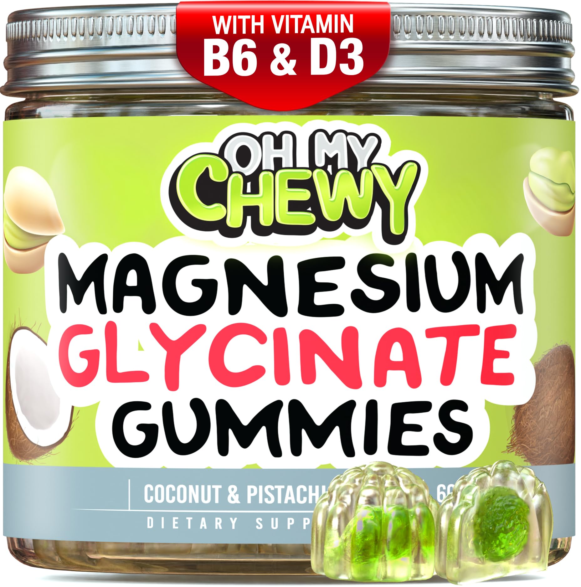OH MY CHEWY Magnesium Glycinate Gummies front view packaging