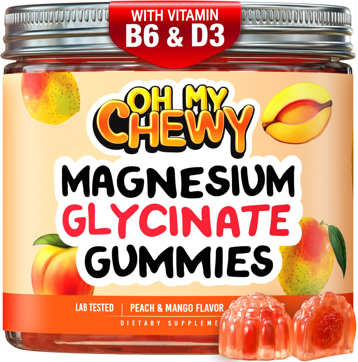 OH MY CHEWY Magnesium Glycinate Gummies front view with packaging