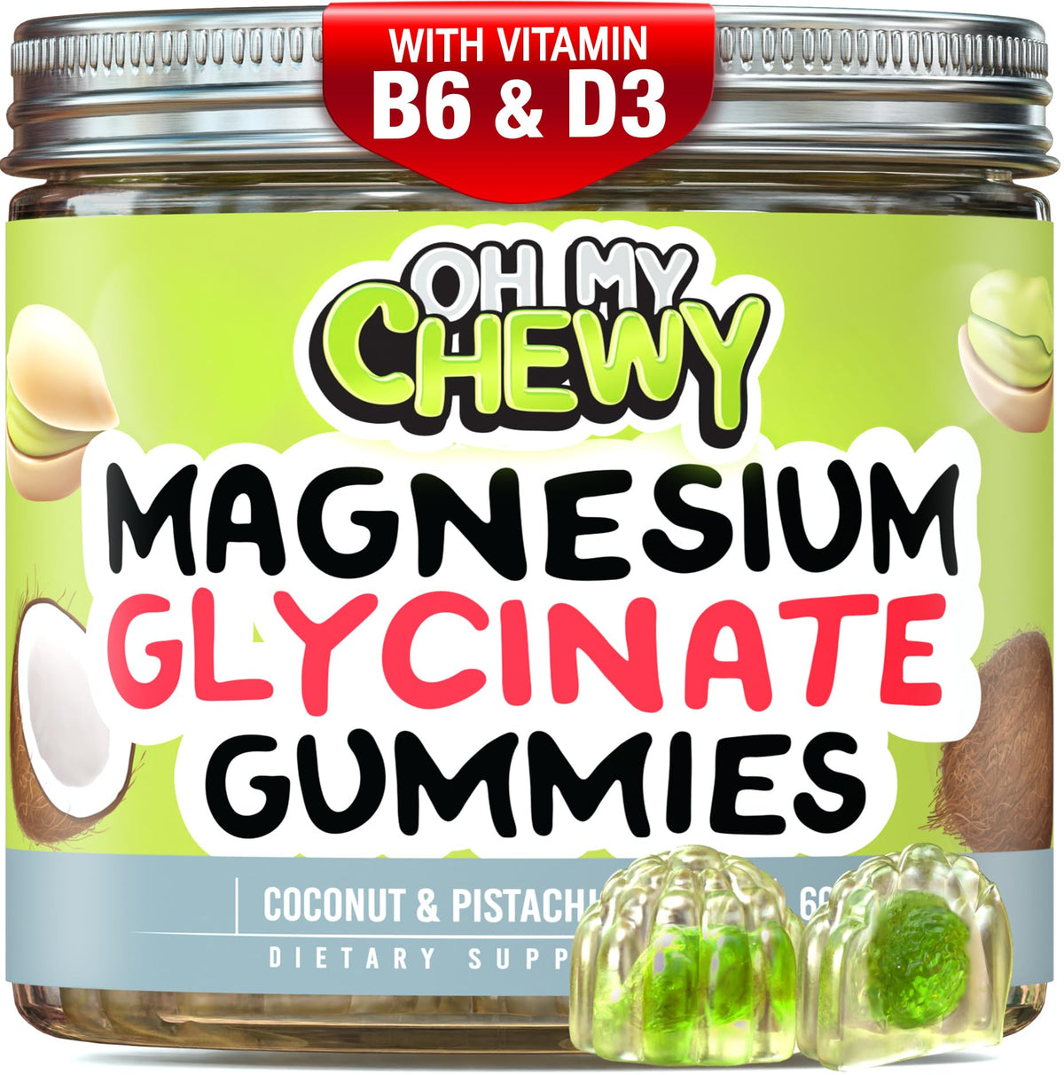 OH MY CHEWY Magnesium Gummies front view with packaging