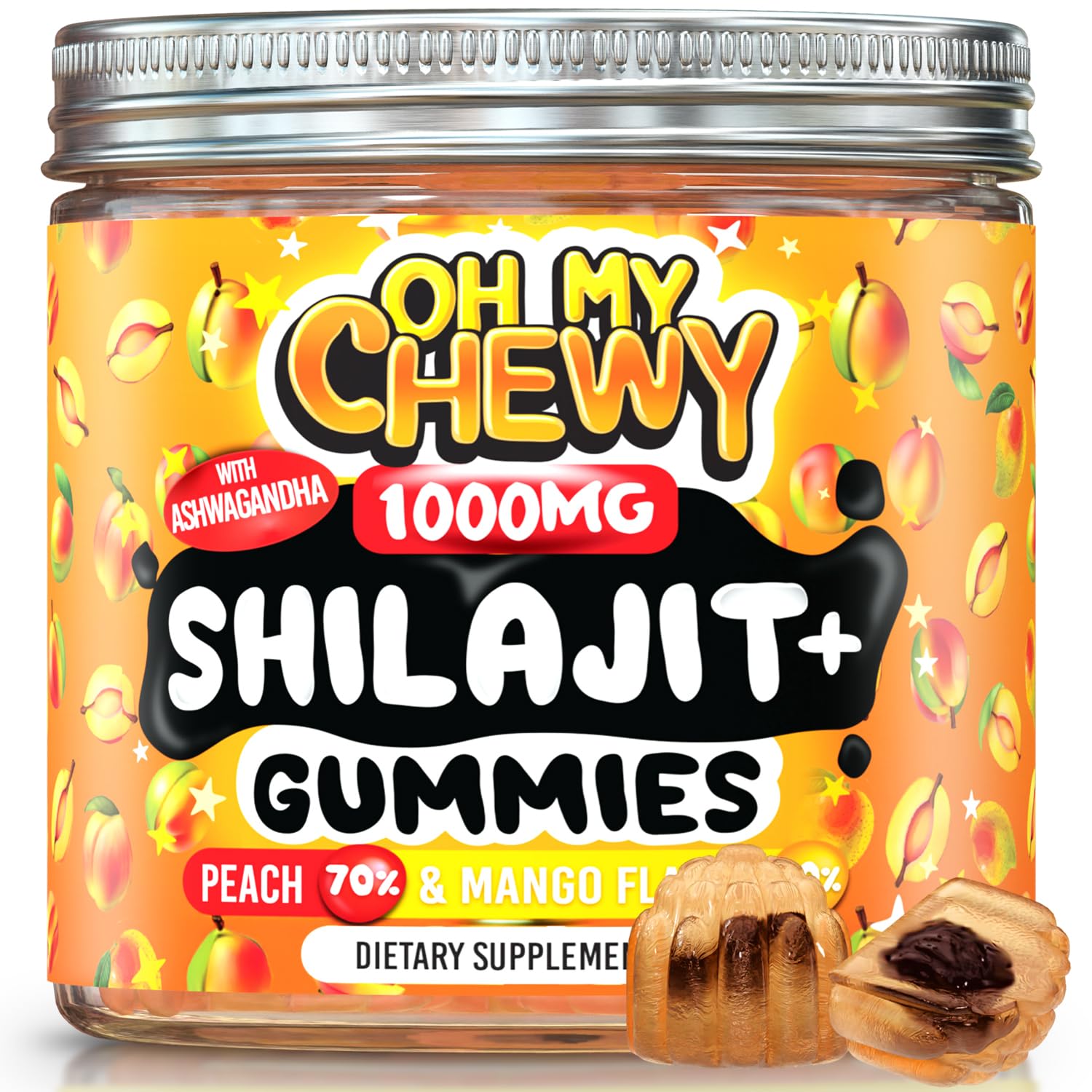 OH MY CHEWY Shilajit Gummies front view with packaging