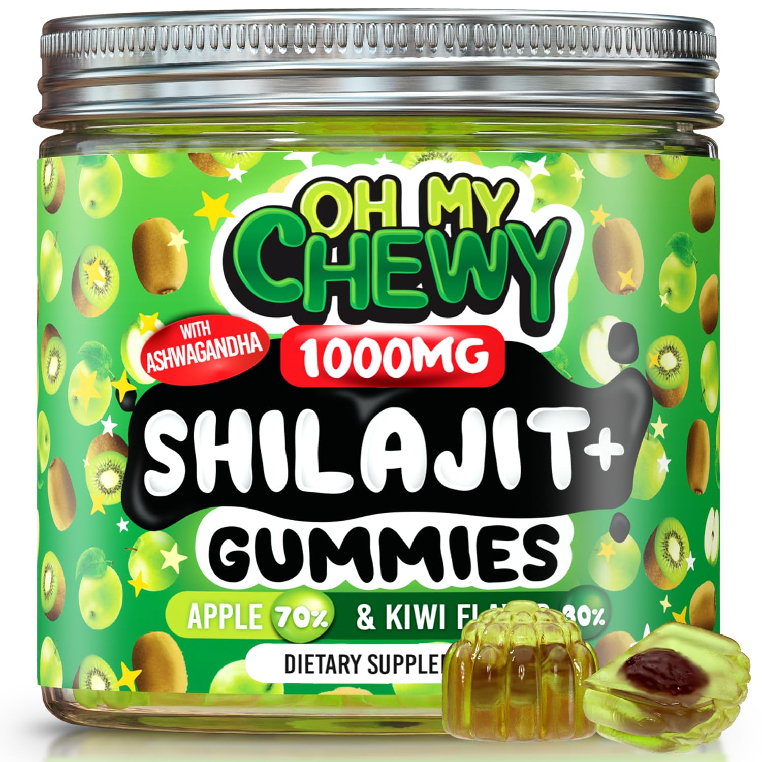 OH MY CHEWY Shilajit Gummies front view with packaging