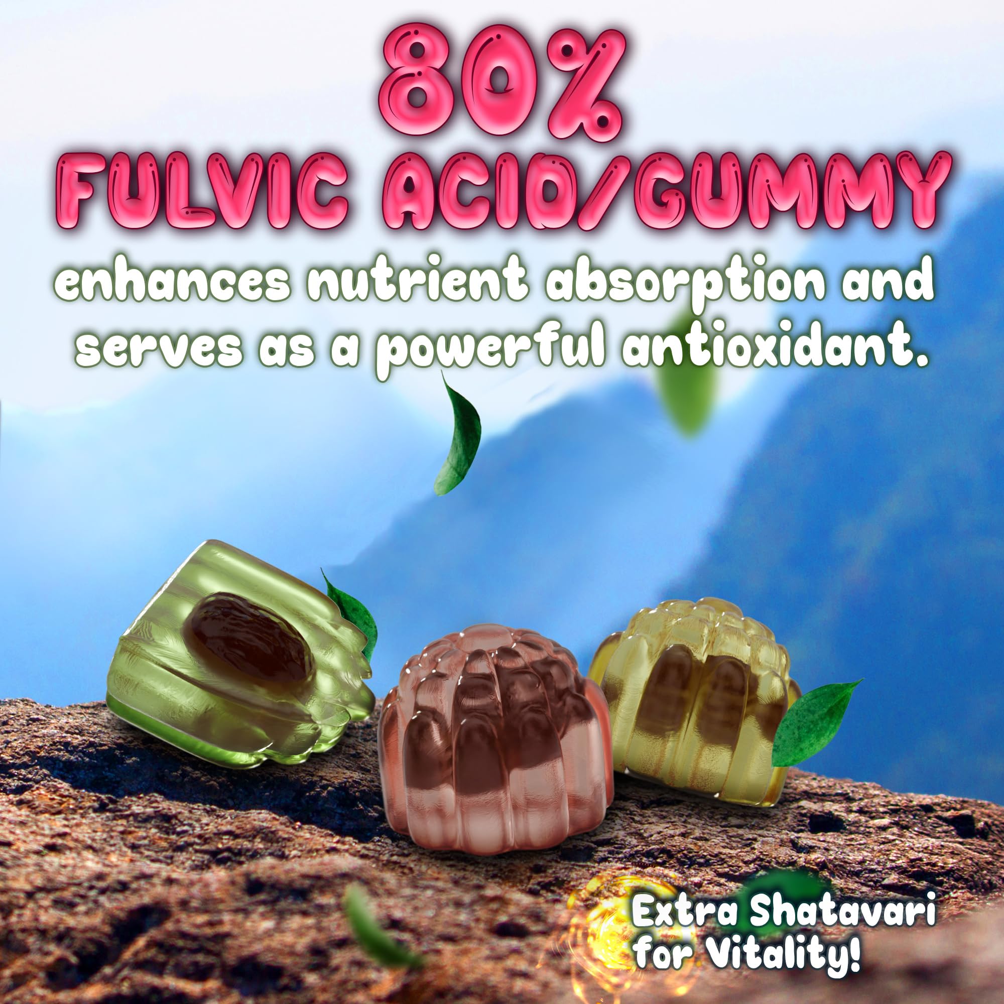 OH MY CHEWY Shilajit Gummies on a wooden table