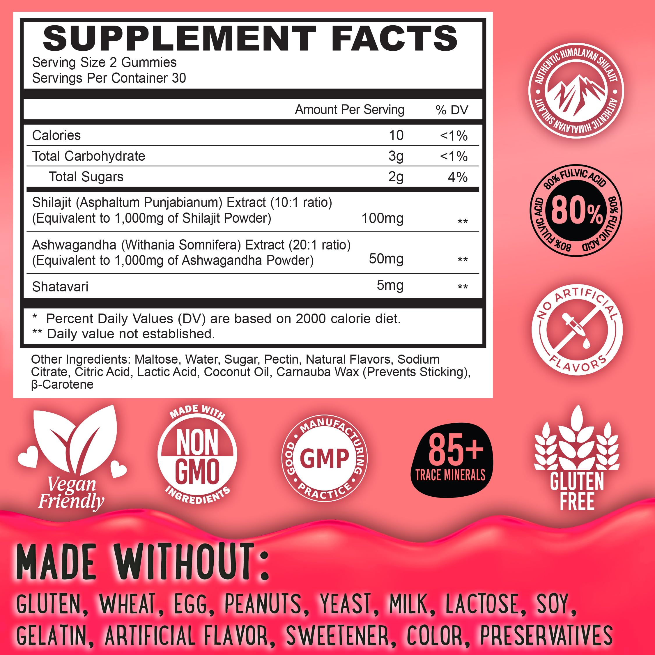 OH MY CHEWY Shilajit Gummies packaging with nutritional information