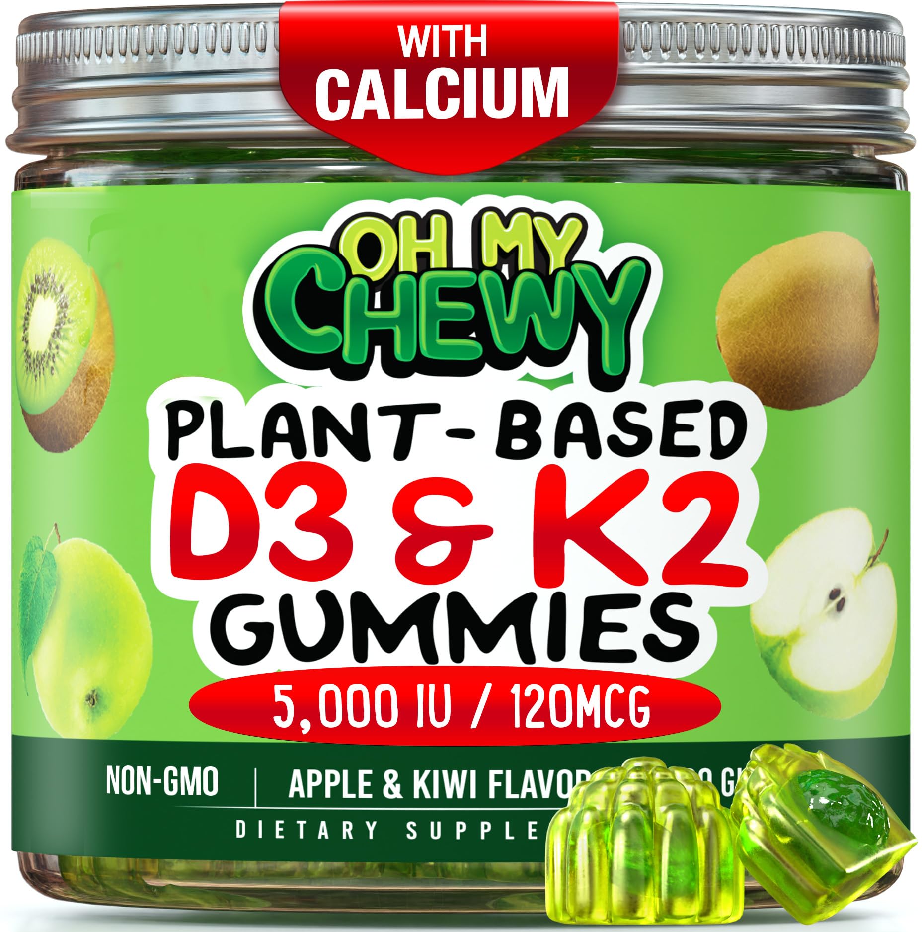 OH MY CHEWY Vitamin D3 & K2 Gummies front view