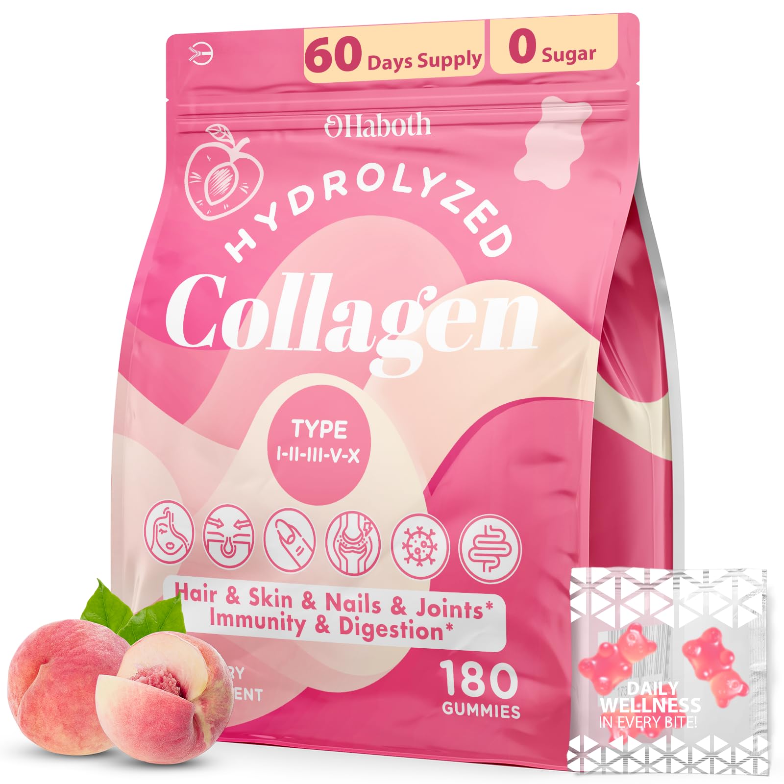 OHaboth Multi-Collagen Gummies front view with packaging