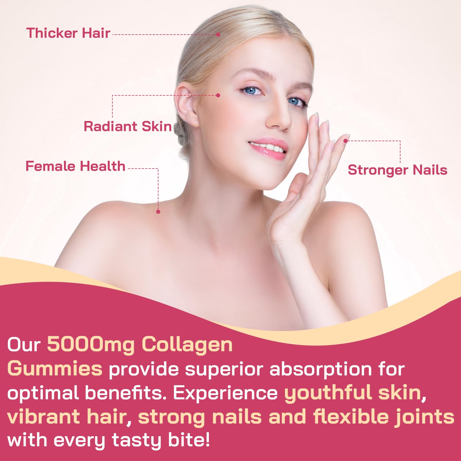 OHaboth Multi-Collagen Gummies lifestyle scene with a glass of water