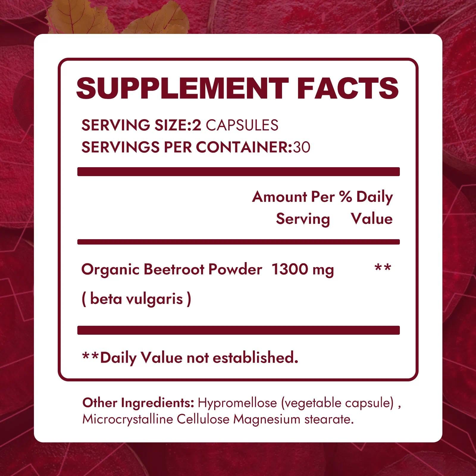 OIMTUE Beet Root Powder Capsules 1300mg packaging