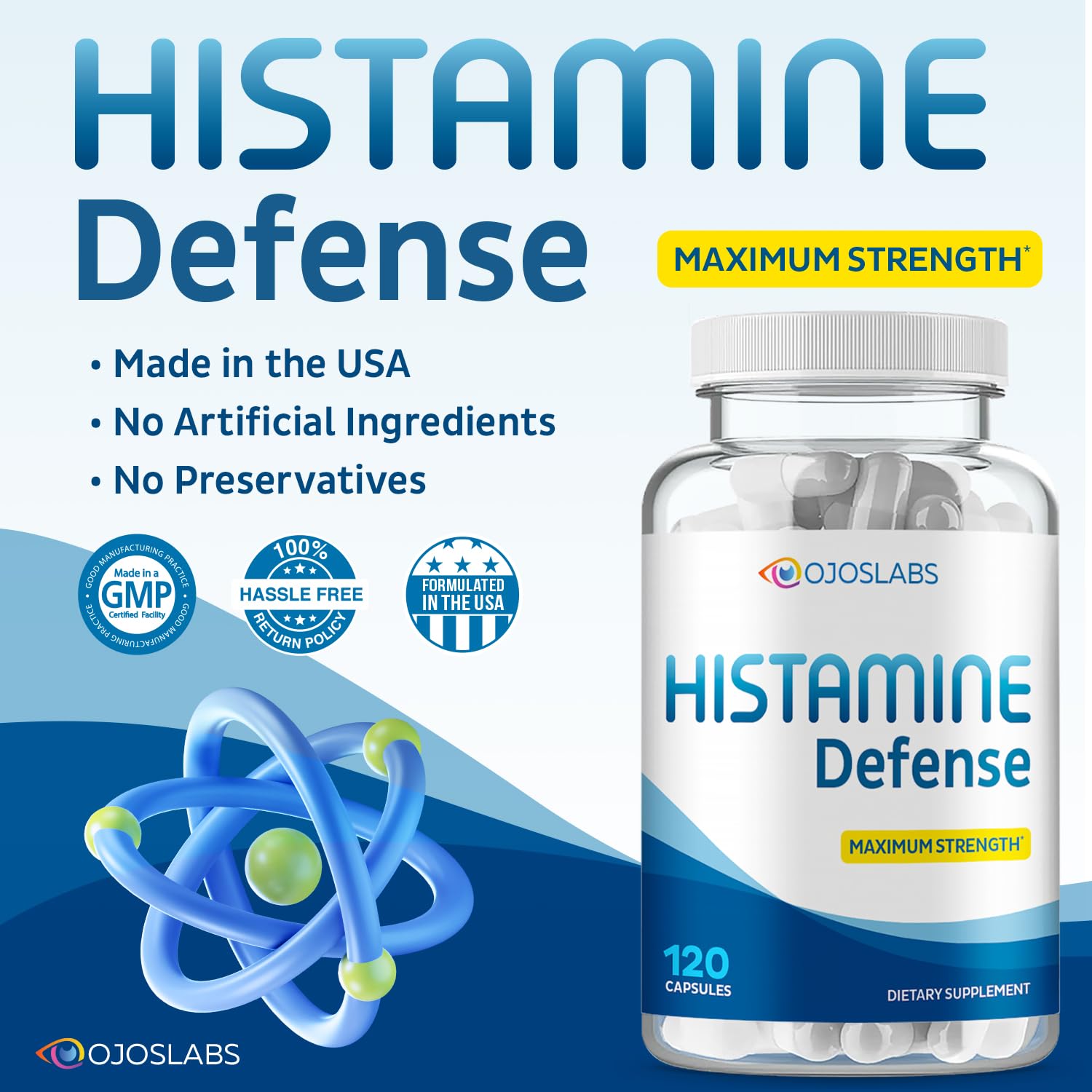 OjosLabs Advanced Histamine Defense label close-up