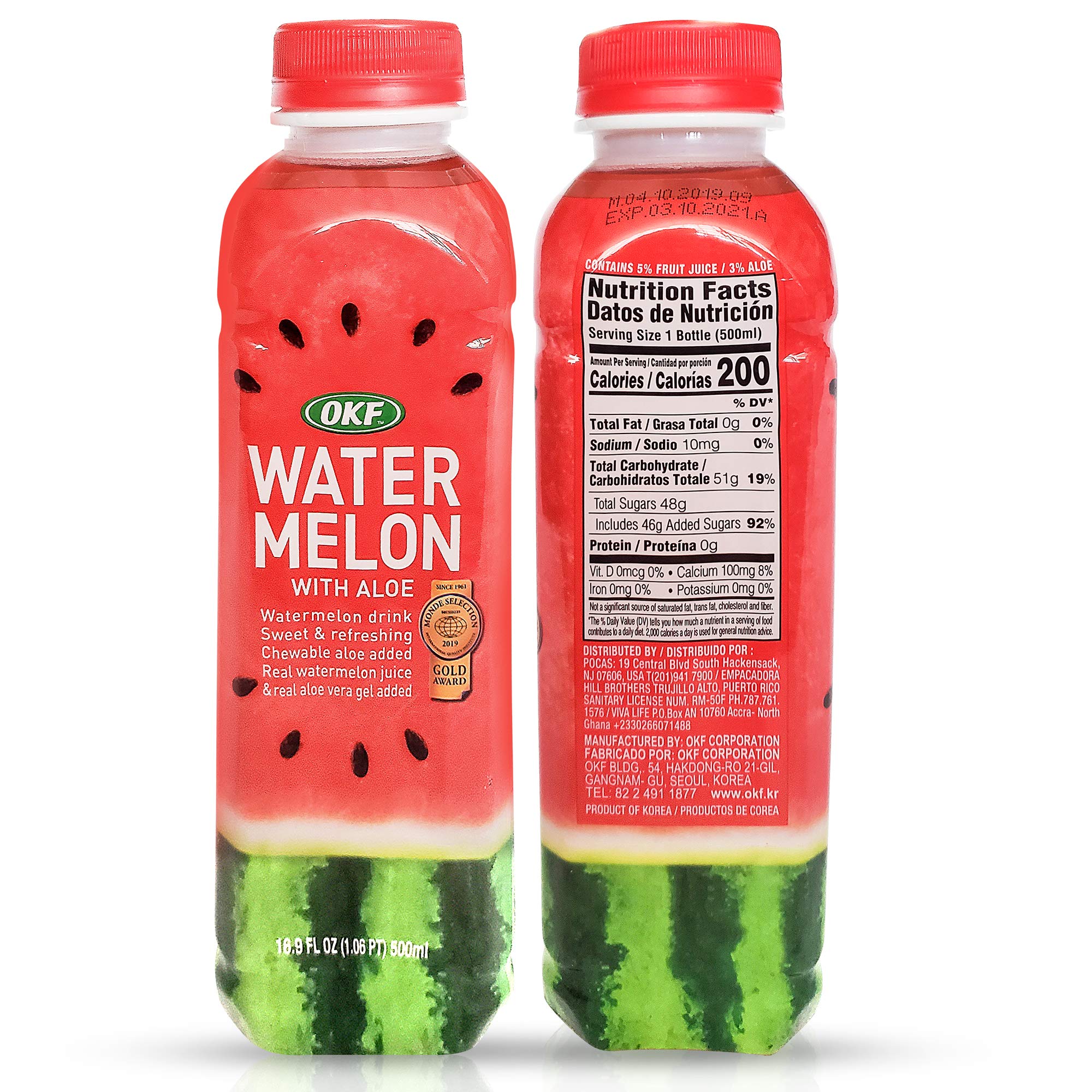 OKF Watermelon Aloe Vera Juice bottle side view