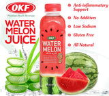 OKF Watermelon Aloe Vera Juice in a glass with ice
