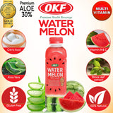 OKF Watermelon Aloe Vera Juice on a picnic table