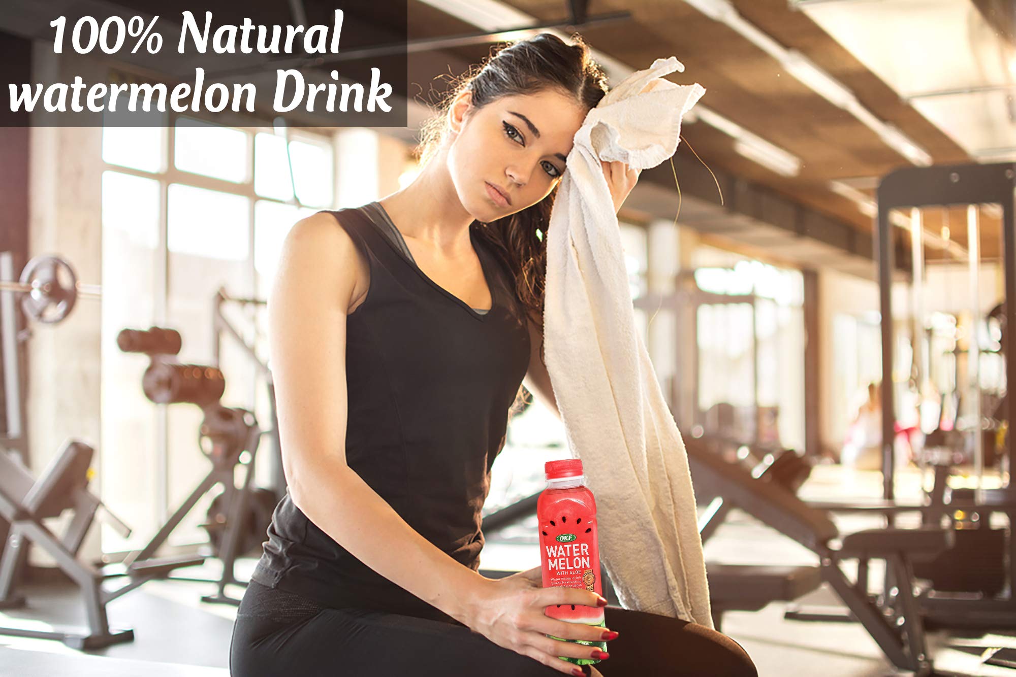 OKF Watermelon Aloe Vera Juice with smoothie ingredients