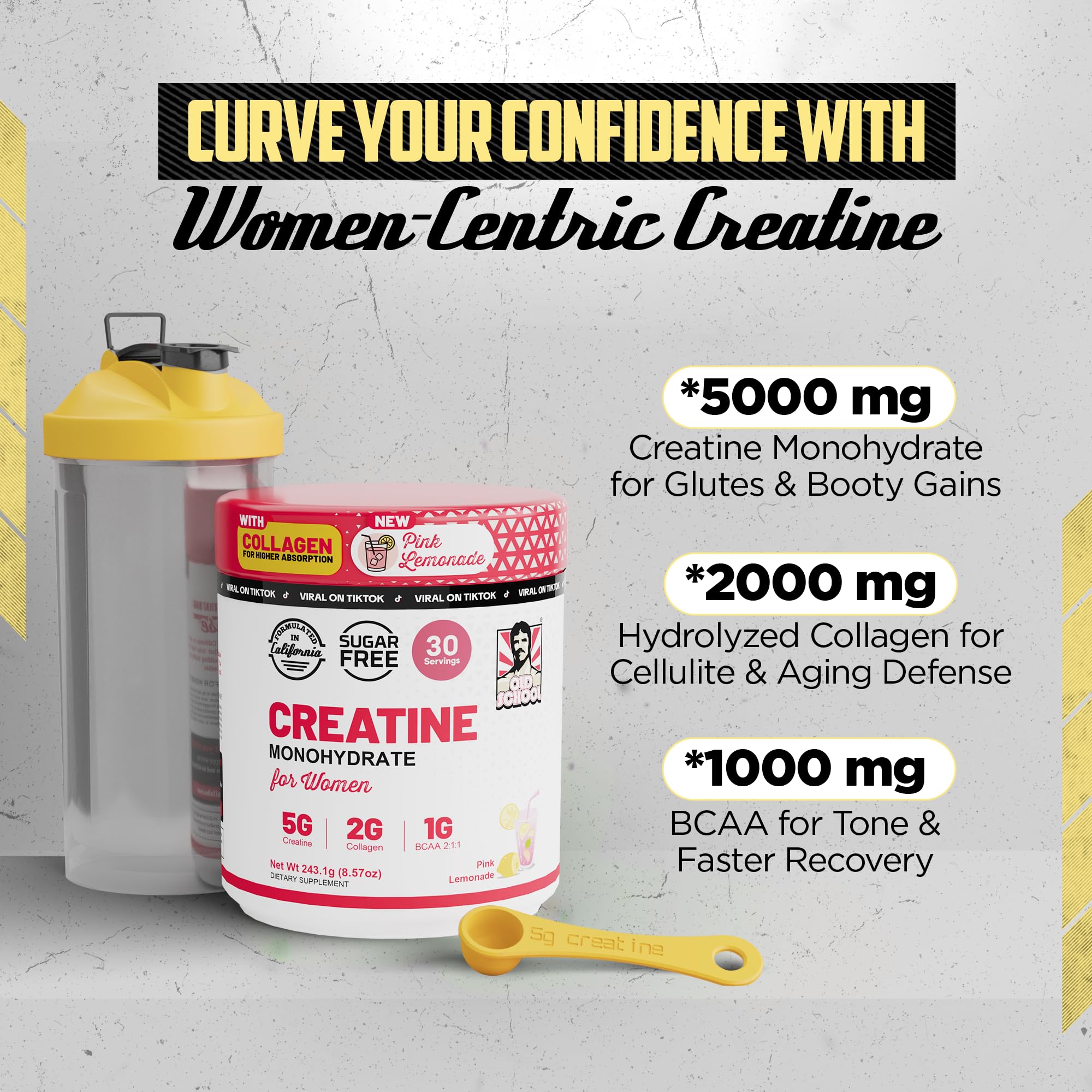 Old School Labs Creatine Powder for Women 240g Pink Lemonade ingredients list