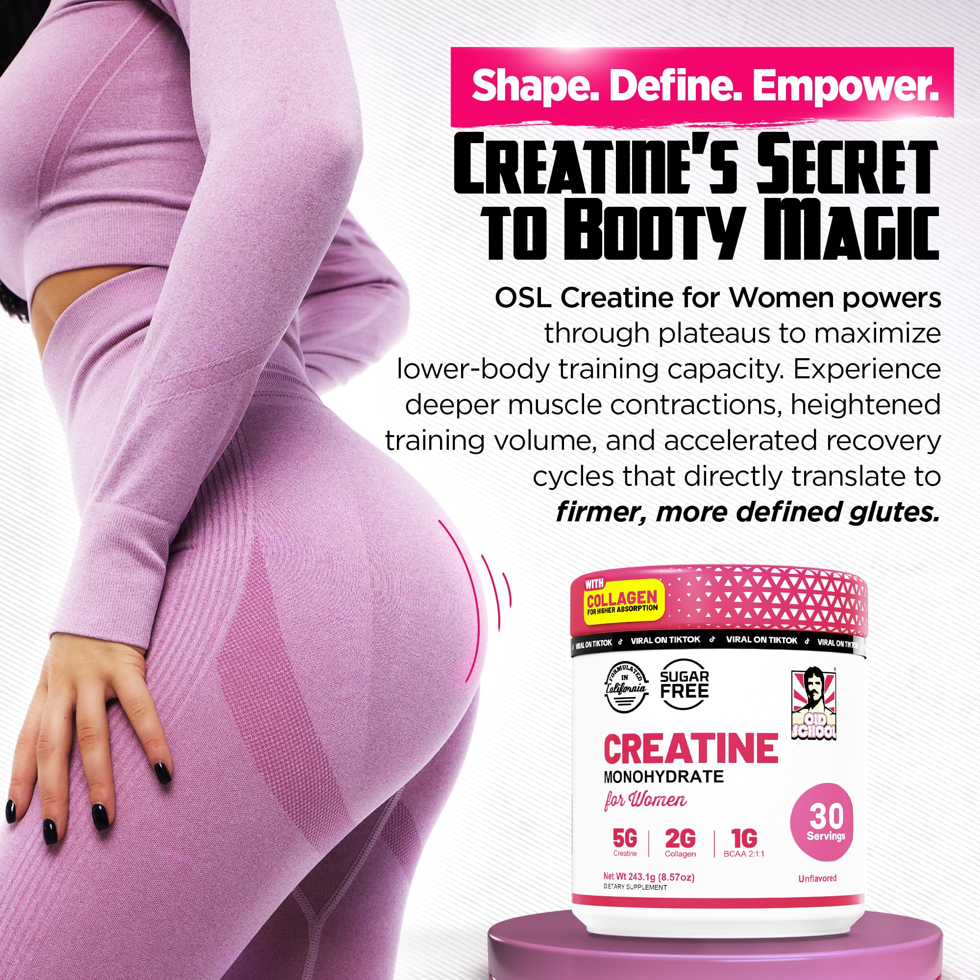 Old School Labs Creatine Powder for Women in a fitness setting