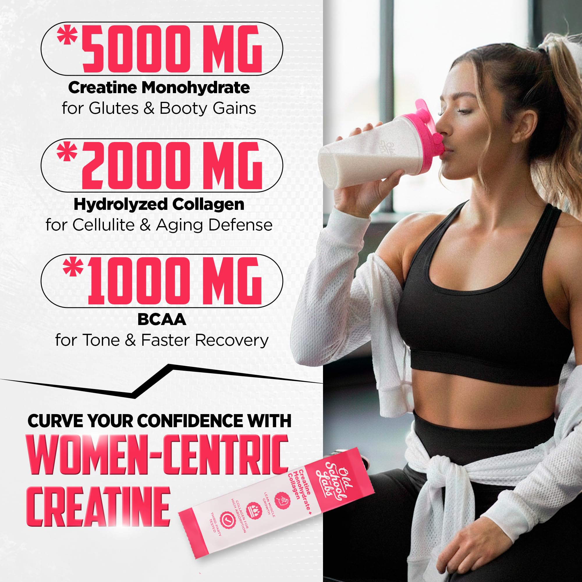 Old School Labs Creatine Powder Stick Packs on a fitness mat