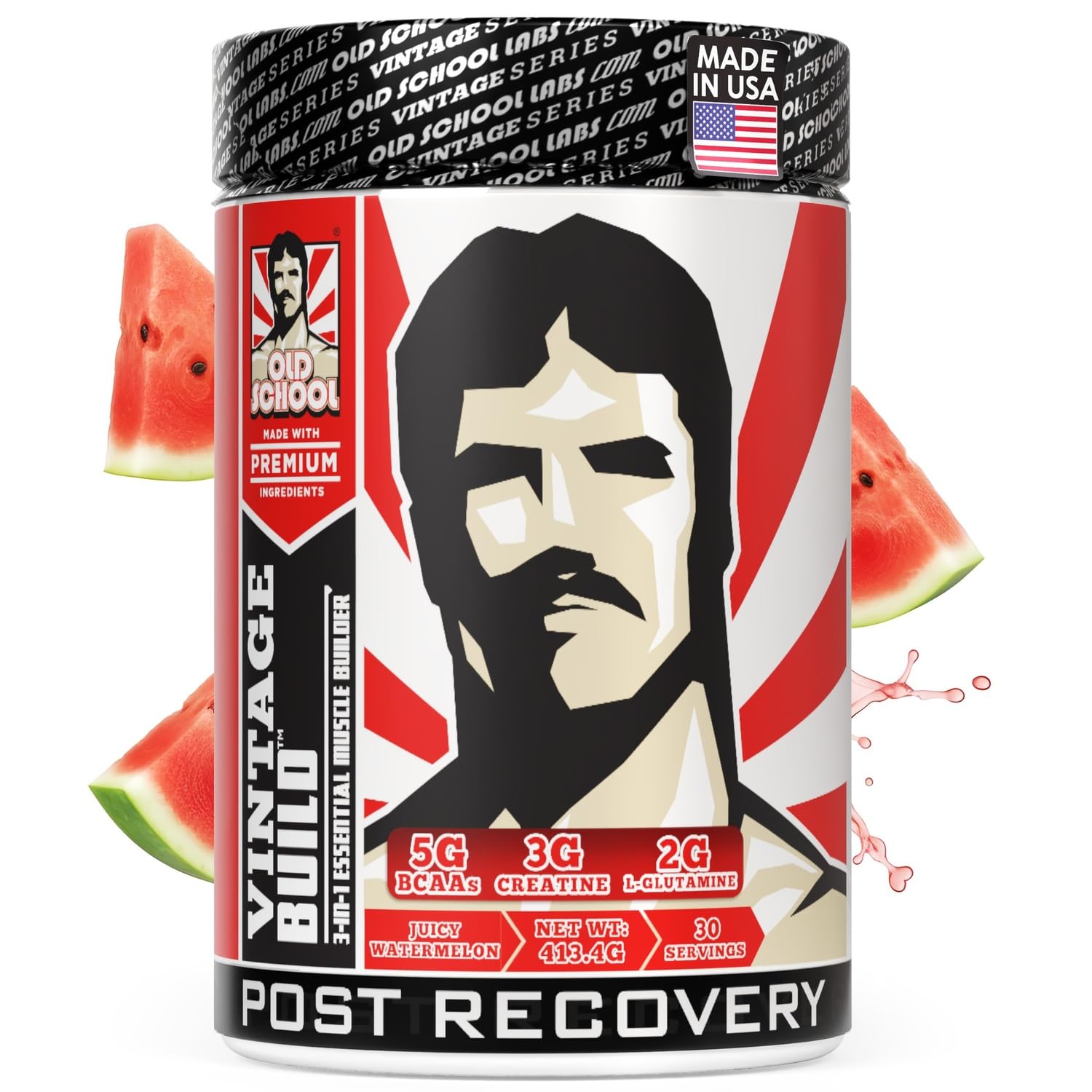 Old School Labs Vintage Build BCAA Powder front view