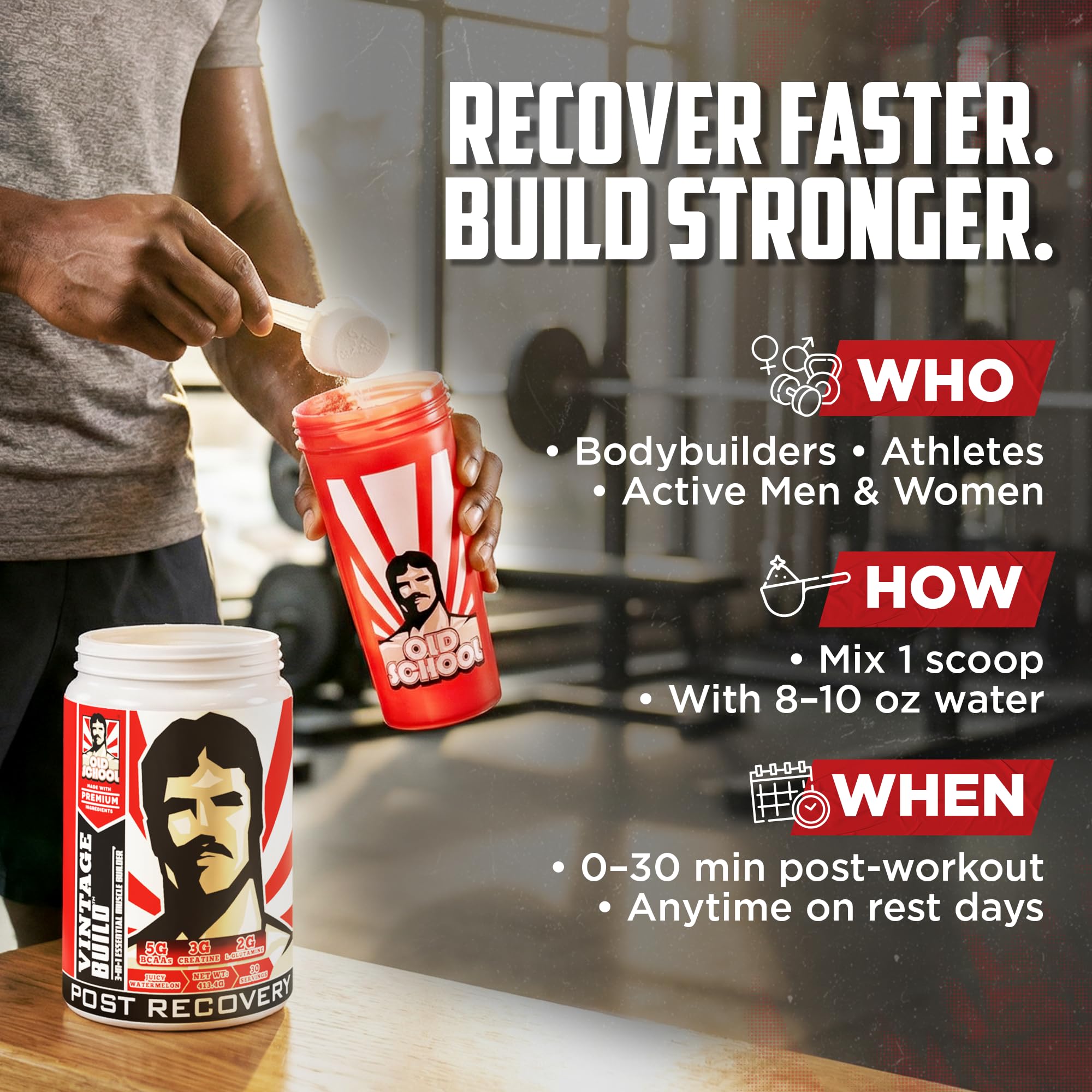 Old School Labs Vintage Build BCAA Powder side view