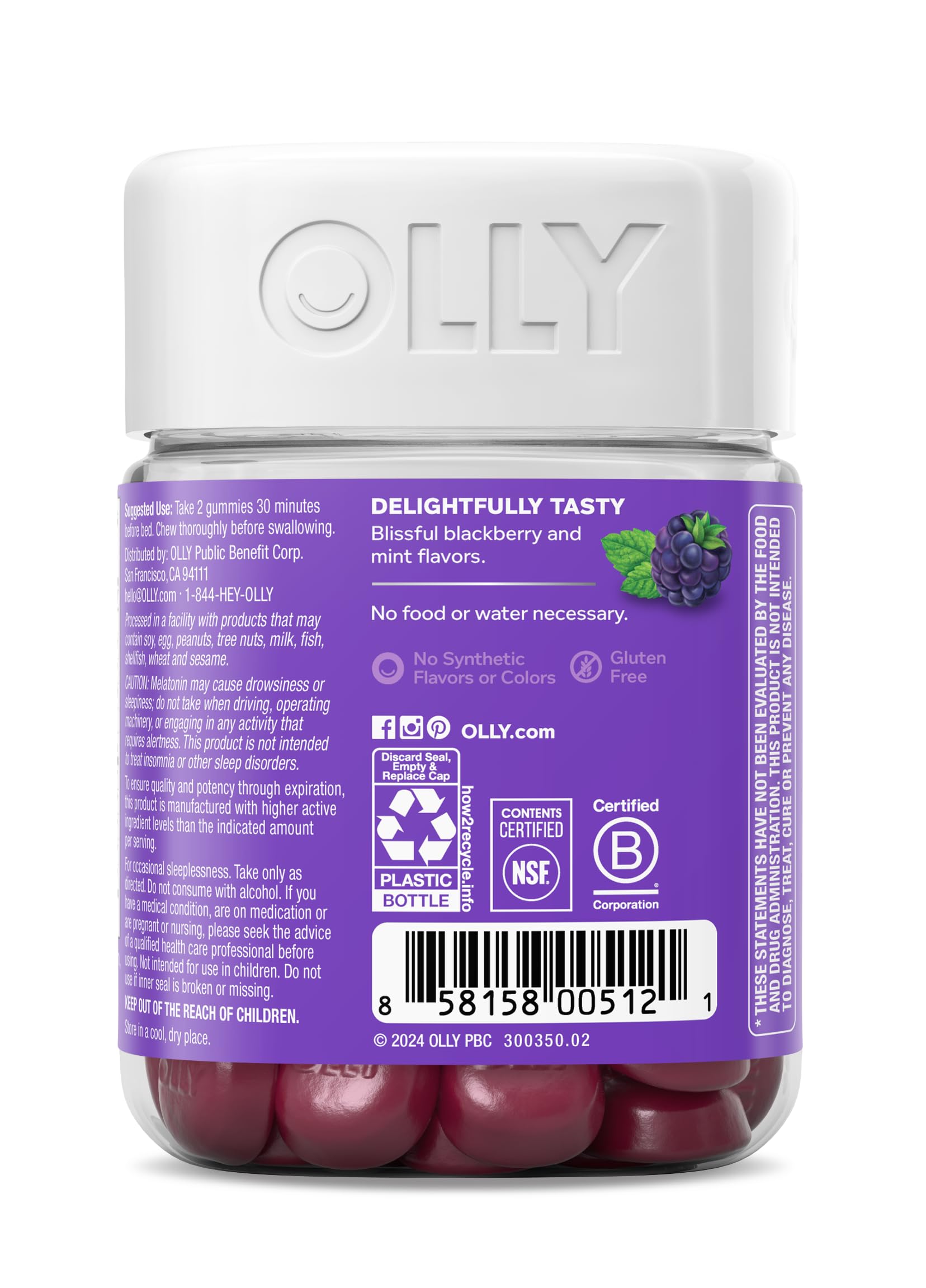 OLLIE Gummy Supplement 50 Count bottle with mint leaves
