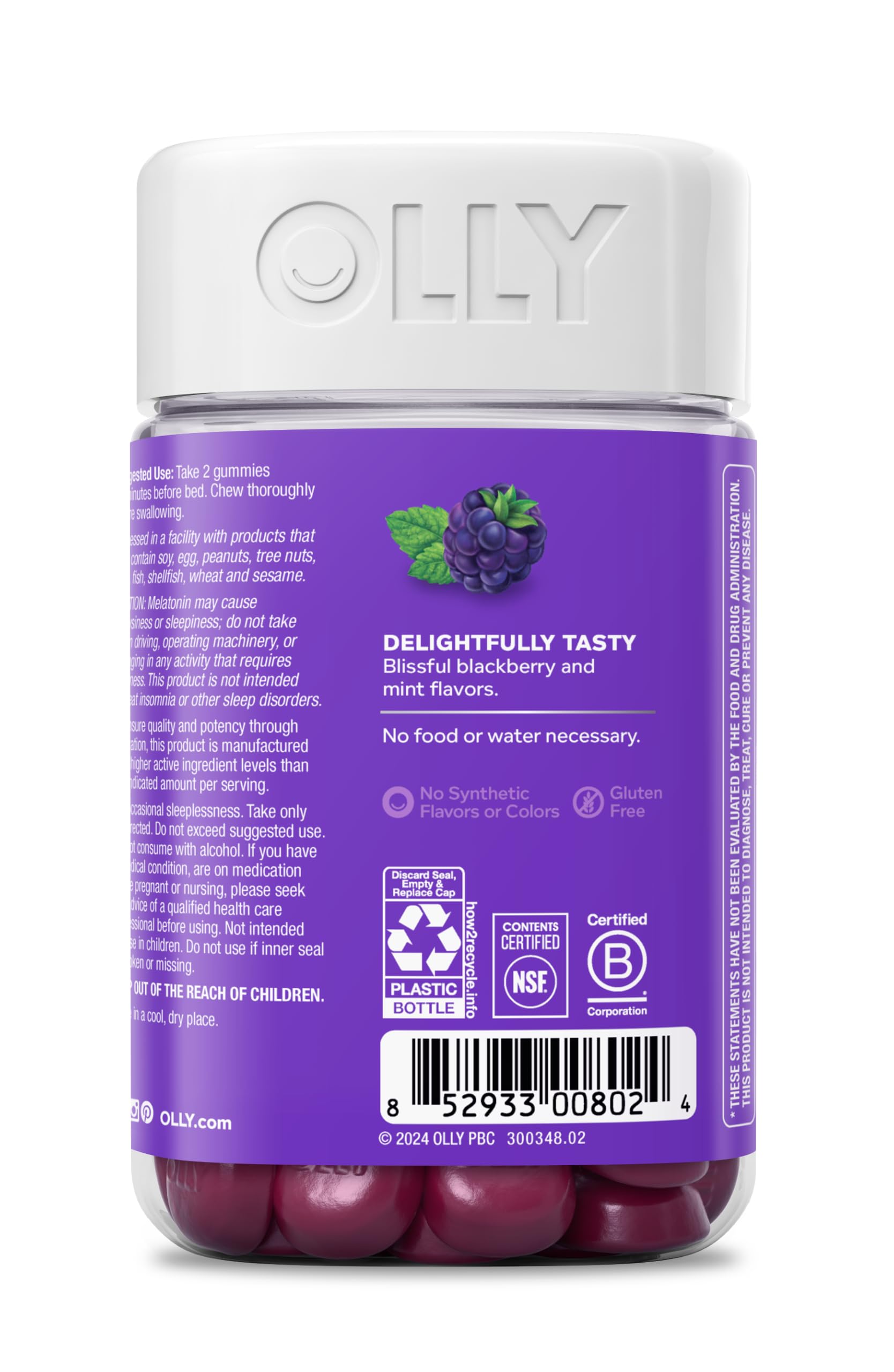 OLLIE Gummy Supplement 70 Count nutritional information