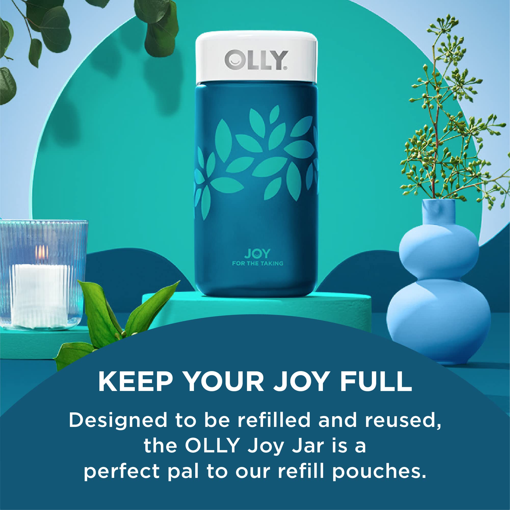 OLLIE Joy Jar with child-resistant lid and gummies