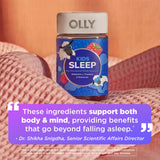 OLLIE Kids Sleep Gummies side view with ingredients listed