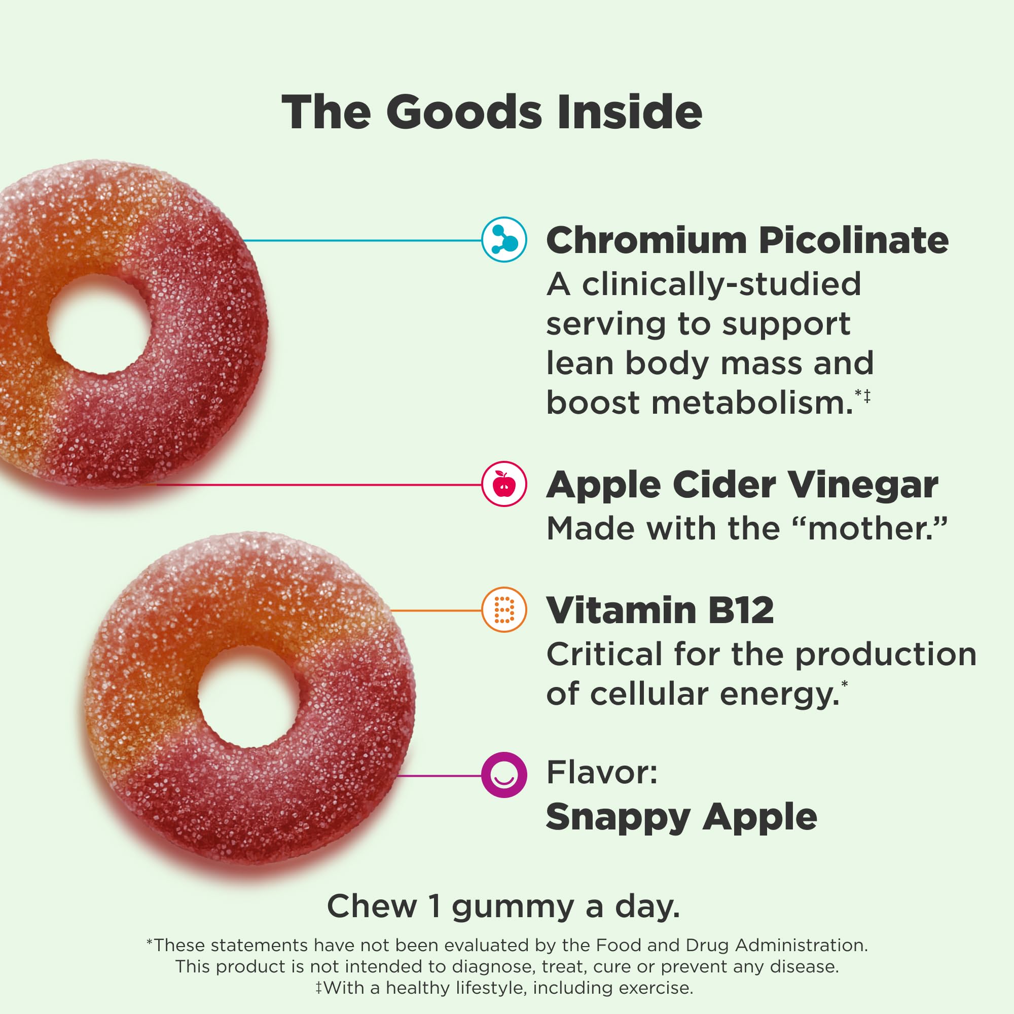 OLLY a balanced routine Gummy Rings bottle side view