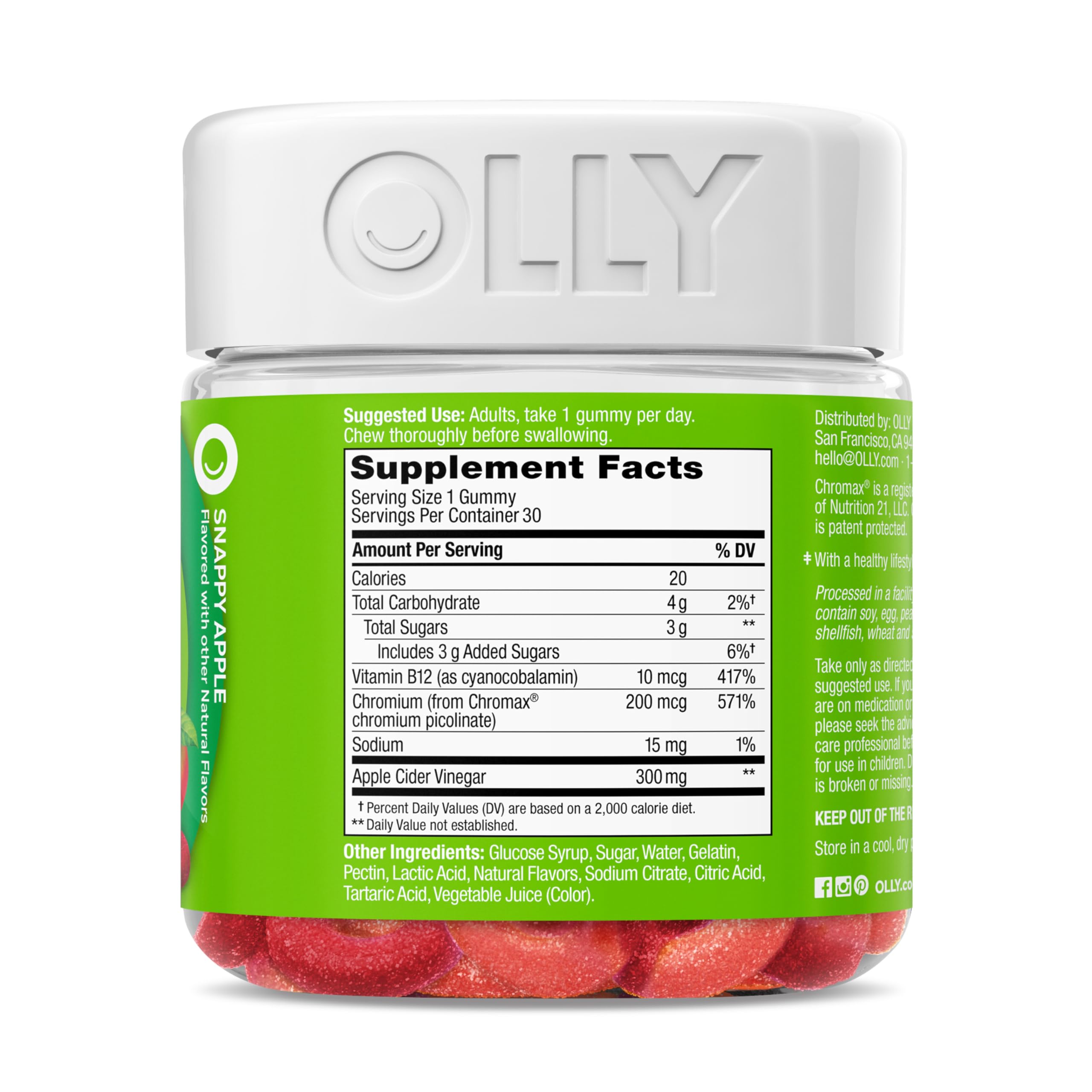 OLLy a balanced routine Gummy Rings packaging with natural ingredients