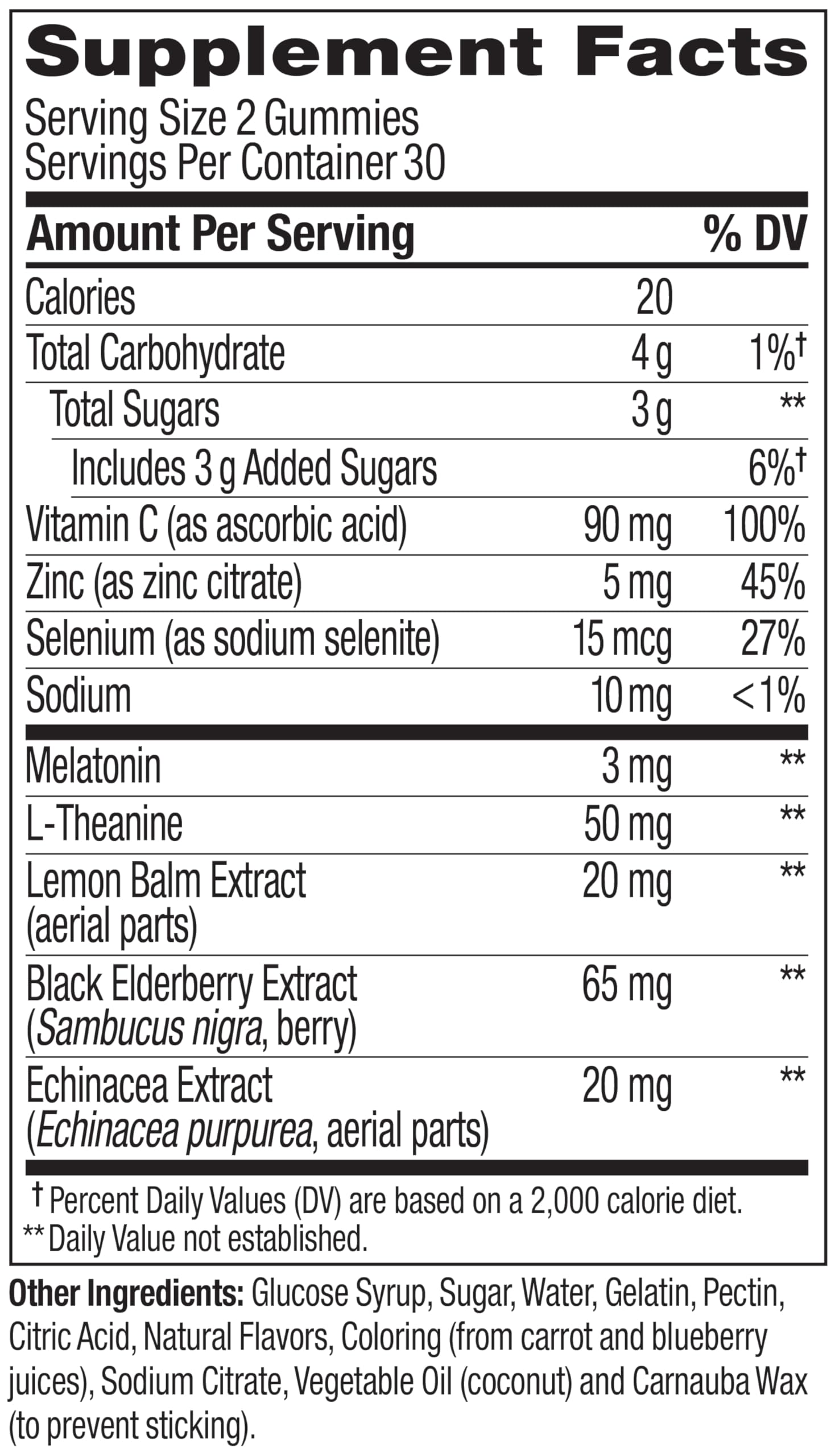 OLLY daily wellness Sleep Gummies ingredients list